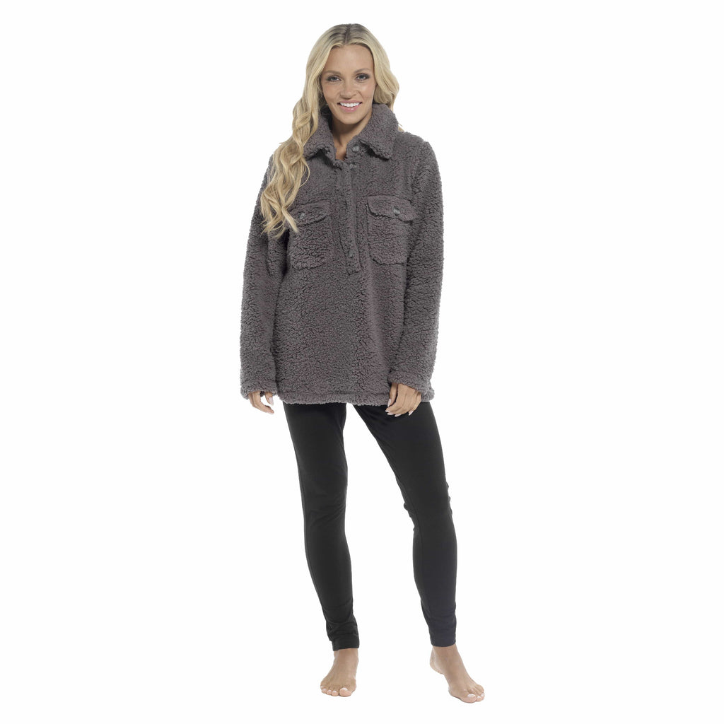 OLIVIA ROCCO Women's Sherpa Loungewear Set – Soft Top and Leggings PJs