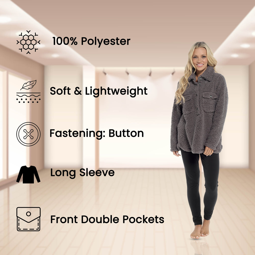 OLIVIA ROCCO Women's Sherpa Loungewear Set – Soft Top and Leggings PJs