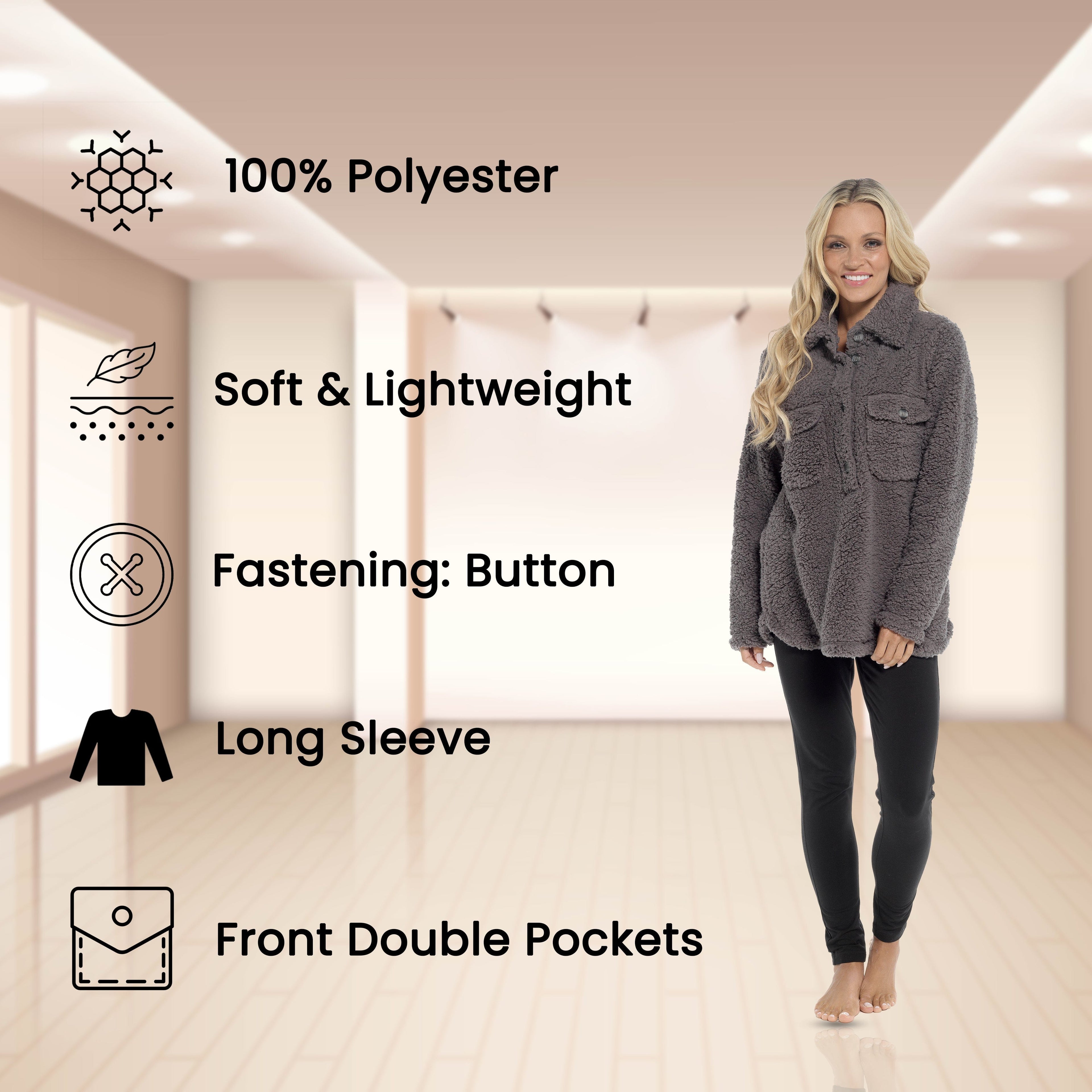OLIVIA ROCCO Women's Sherpa Loungewear Set – Soft Top and Leggings PJs