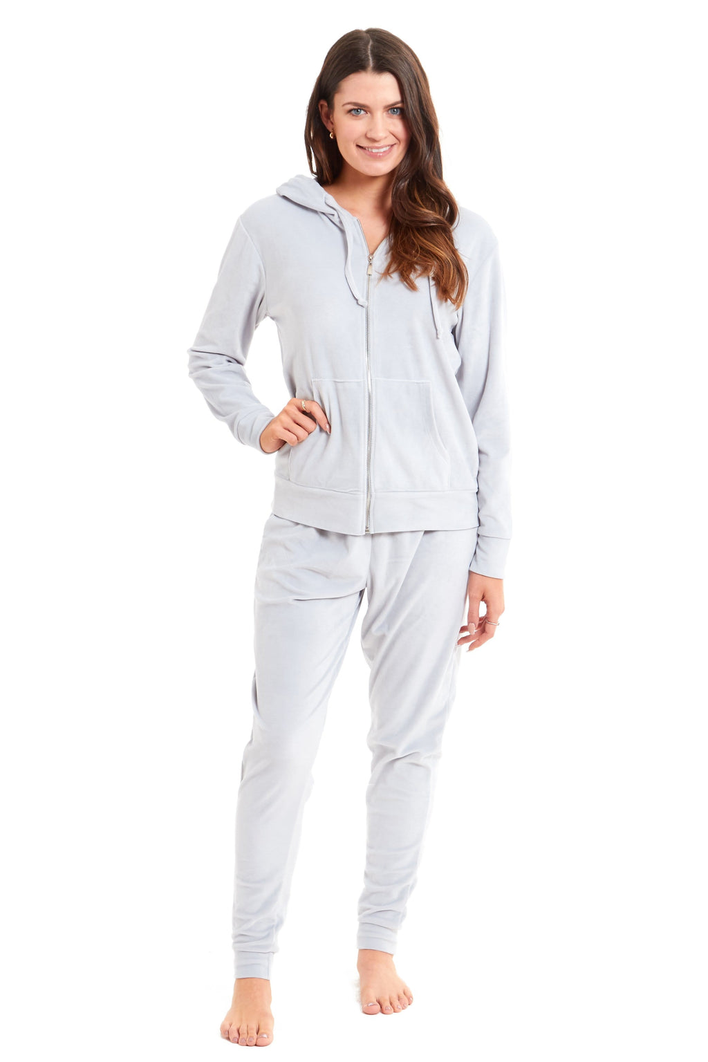 OLIVIA ROCCO Women's Velour Lounge Set – Hooded Zipped Nightwear