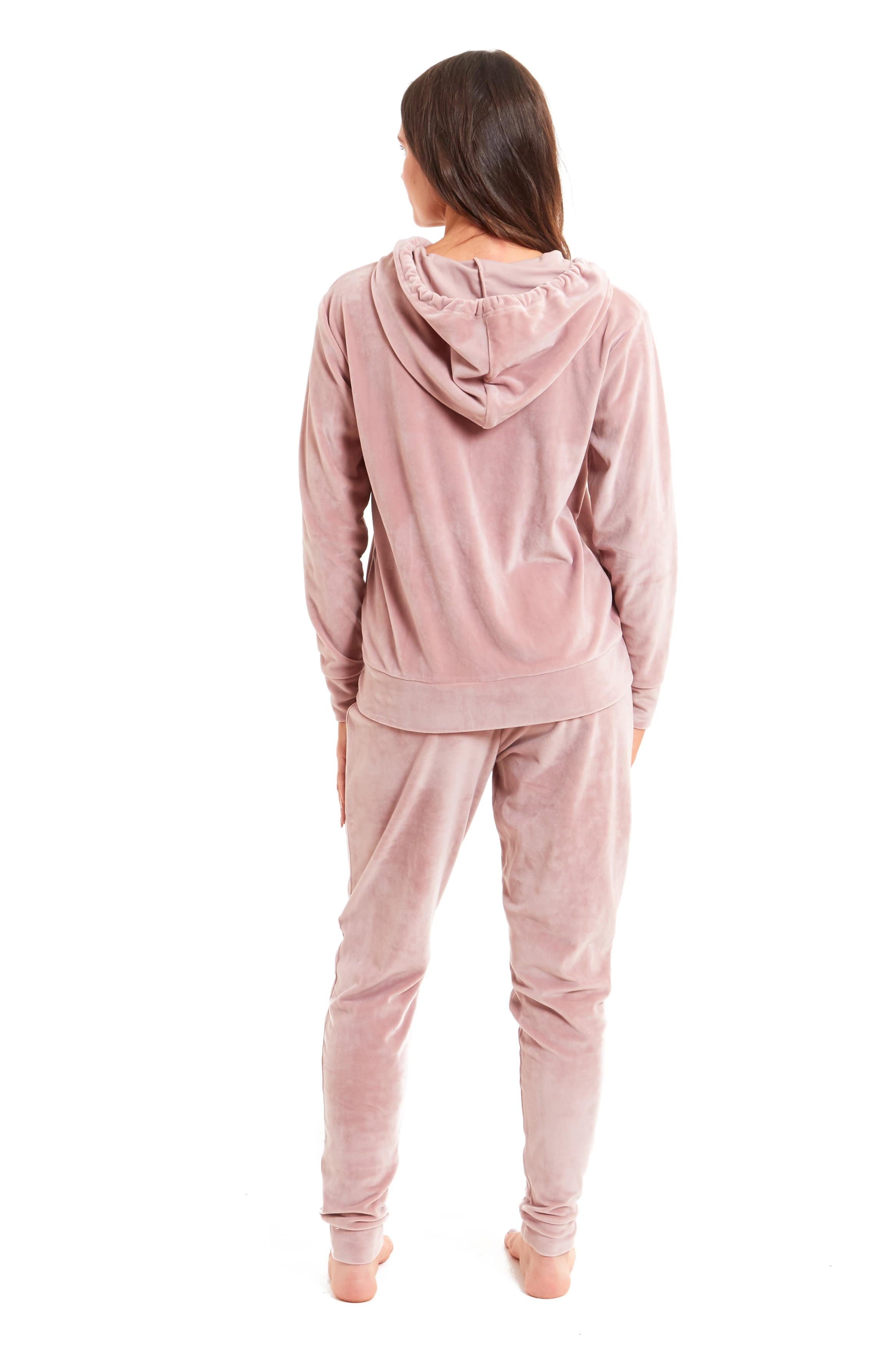 OLIVIA ROCCO Women's Velour Lounge Set – Hooded Zipped Nightwear