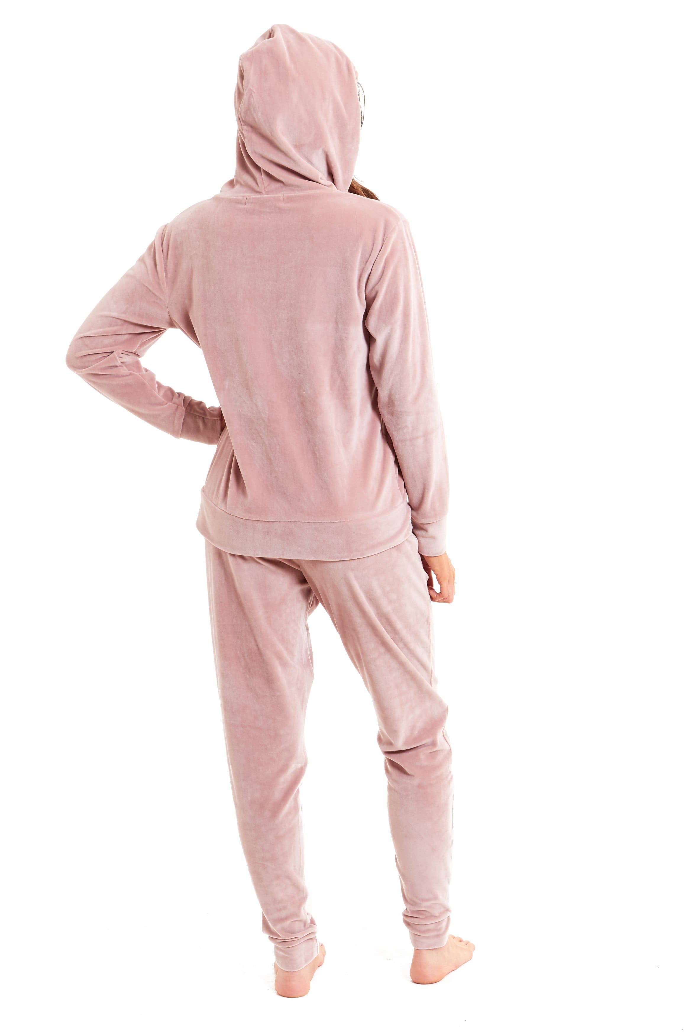 OLIVIA ROCCO Women's Velour Lounge Set – Hooded Zipped Nightwear