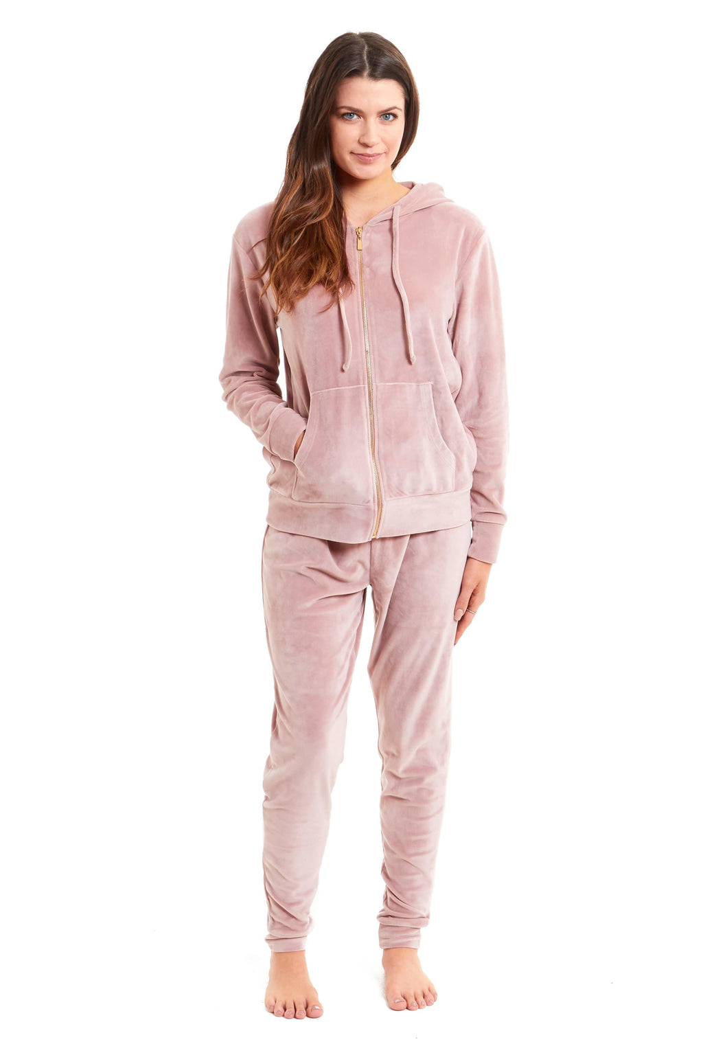 OLIVIA ROCCO Women's Velour Lounge Set – Hooded Zipped Nightwear