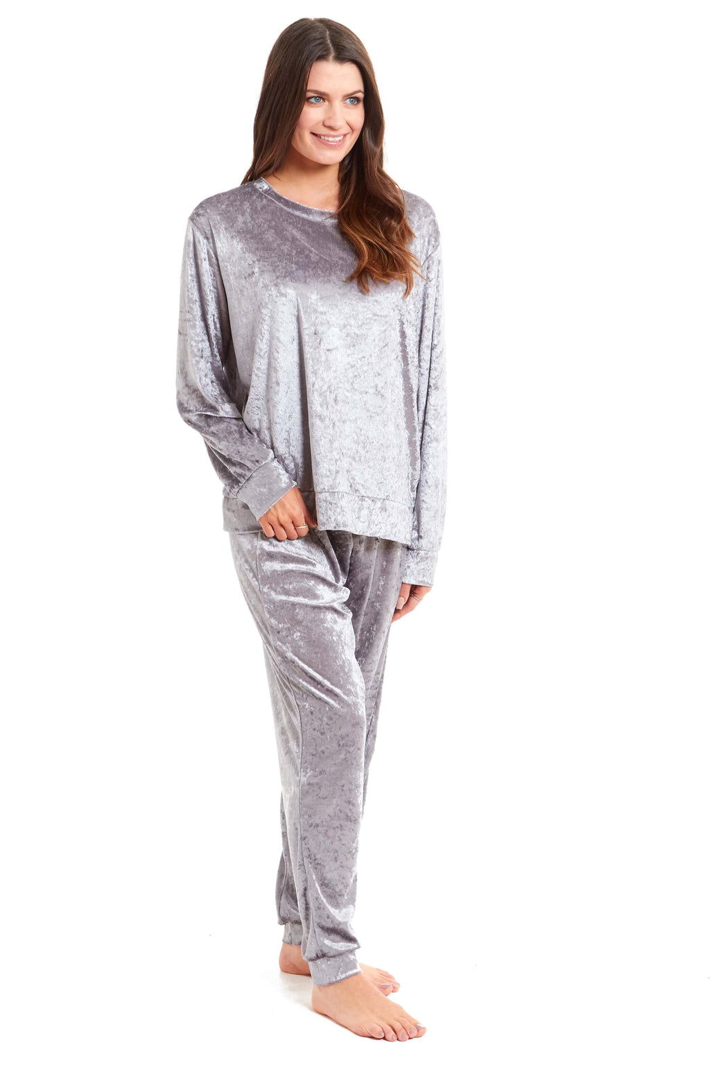 OLIVIA ROCCO Women's Crushed Velvet Pyjama Set | Soft Stretch Loungewear