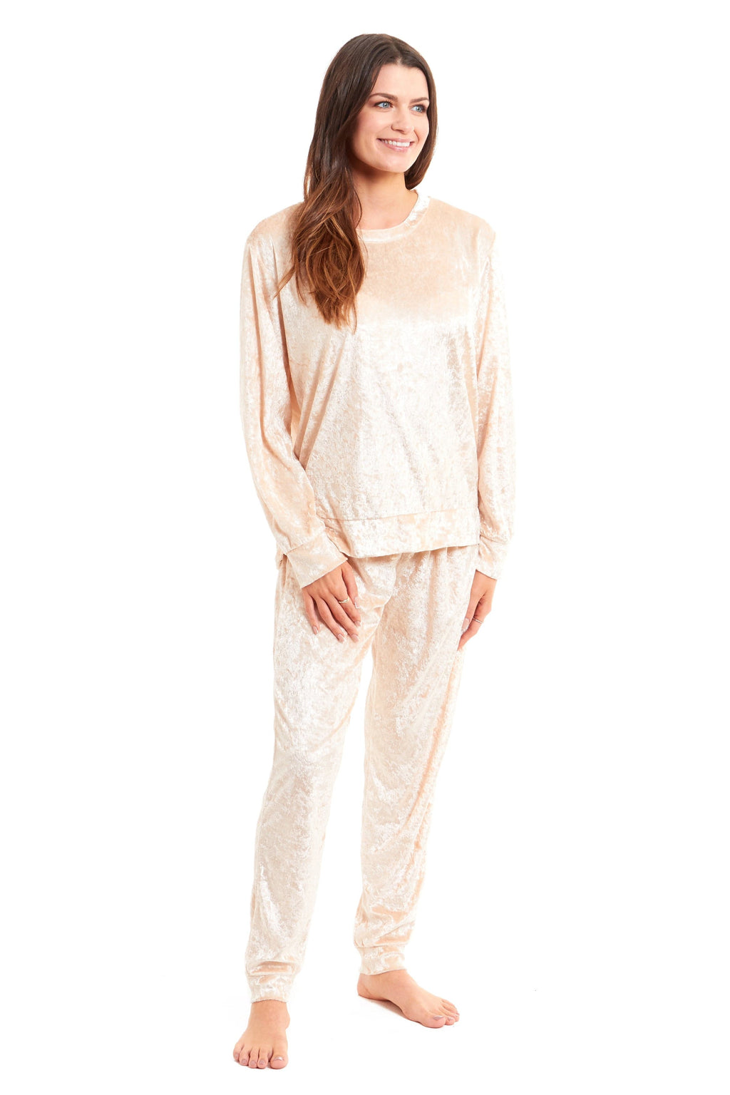 OLIVIA ROCCO Women's Crushed Velvet Pyjama Set | Soft Stretch Loungewear