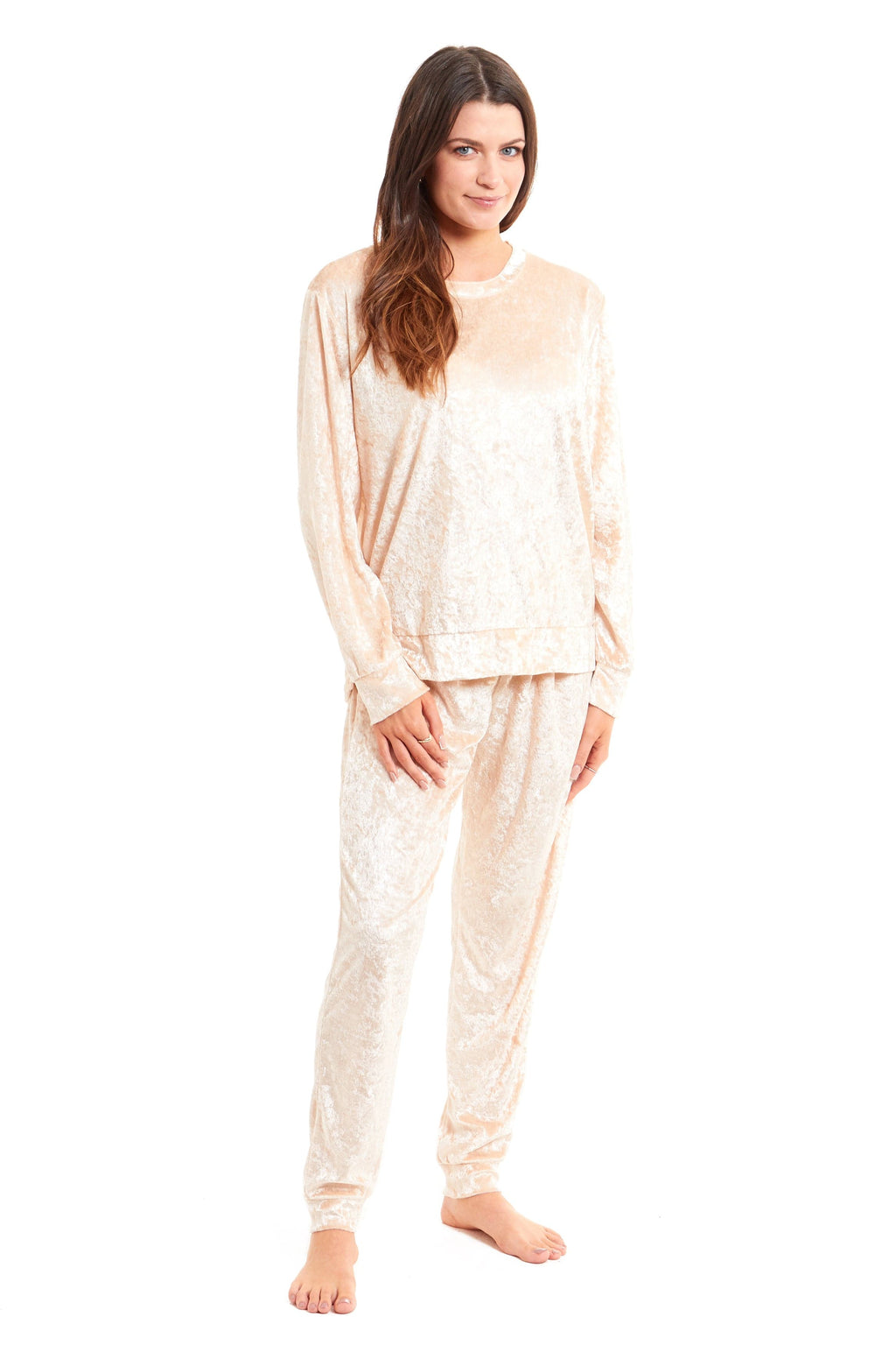 OLIVIA ROCCO Women's Crushed Velvet Pyjama Set | Soft Stretch Loungewear
