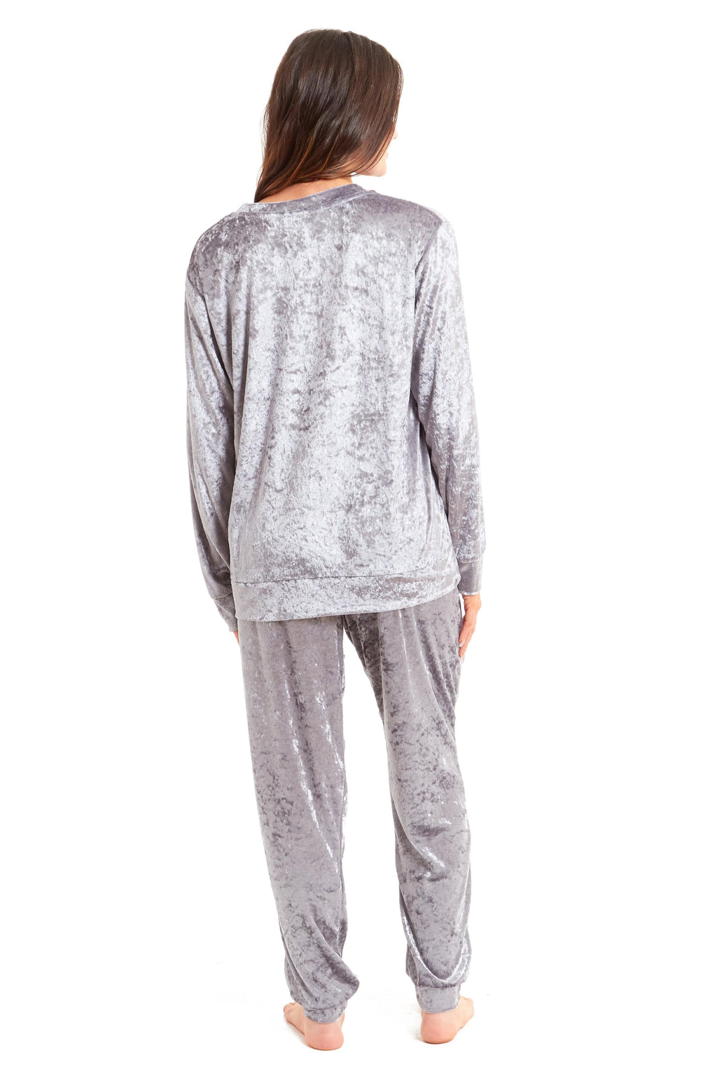 OLIVIA ROCCO Women's Crushed Velvet Pyjama Set | Soft Stretch Loungewear