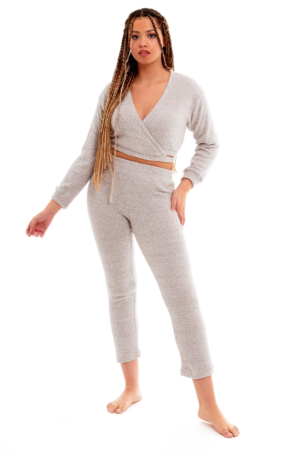 OLIVIA ROCCO Women's Teddy Fleece Loungewear Set | Soft Wrap Top & Pants
