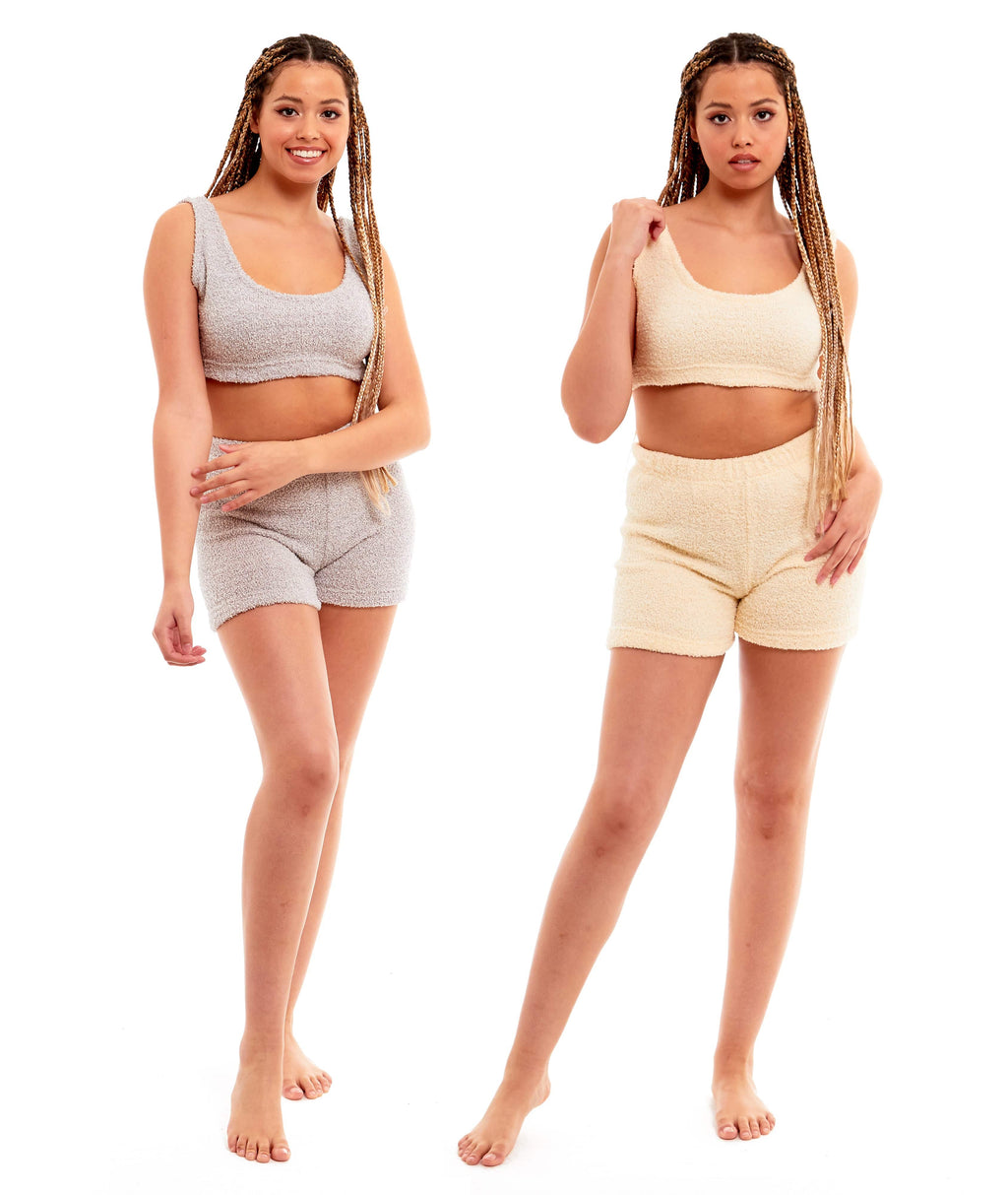 OLIVIA ROCCO Women's Teddy Fleece Loungewear Set – Tank Top and Shorts