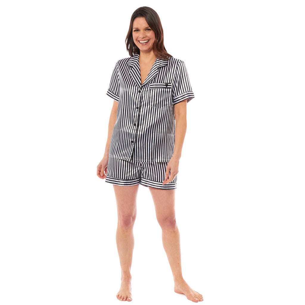 OLIVIA ROCCO Women's Satin Silk Short Pyjama Set – Soft Loungewear UK 8-22