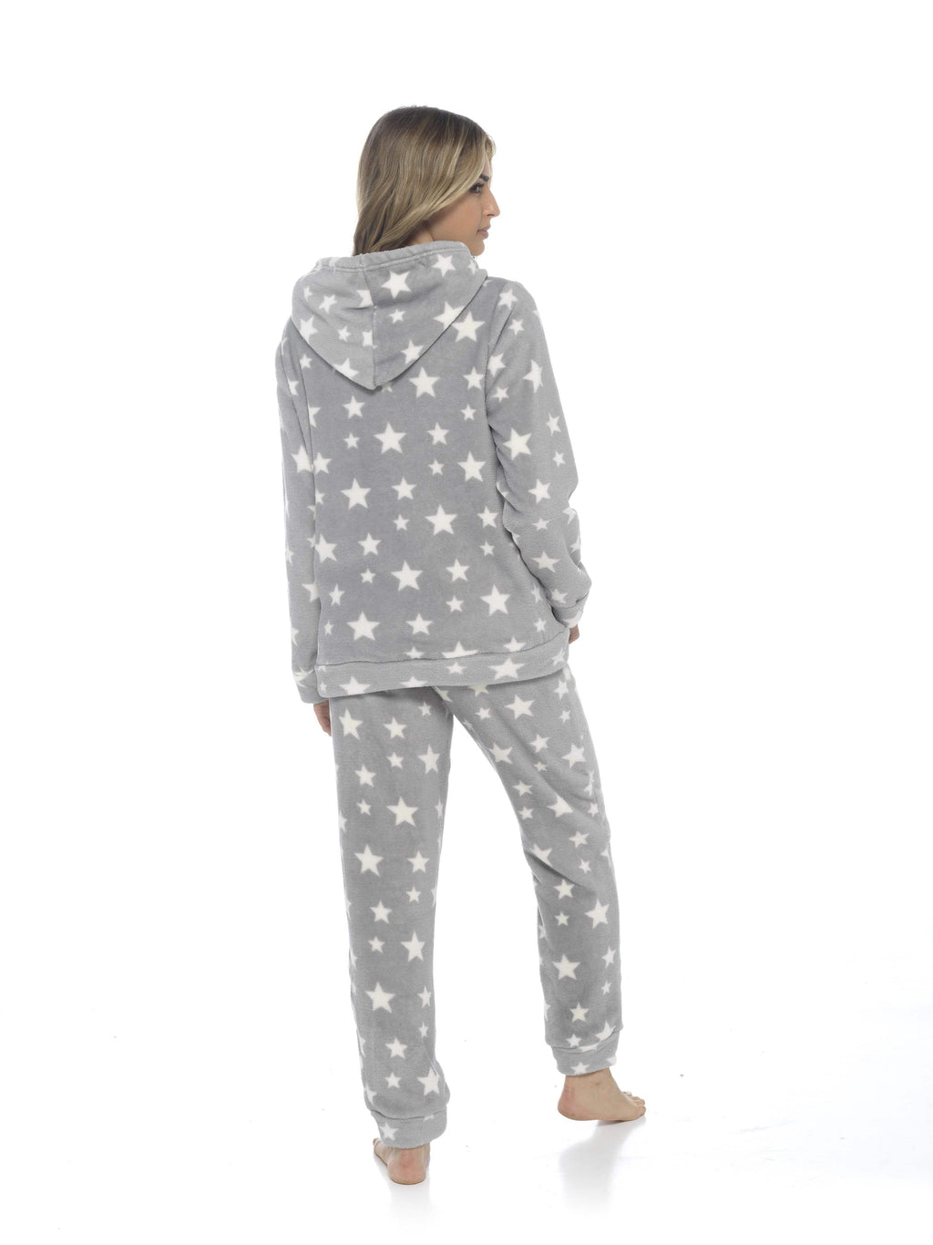 OLIVIA ROCCO Women's Stars Plush Fleece Hooded Pyjama Set – Soft Loungewear