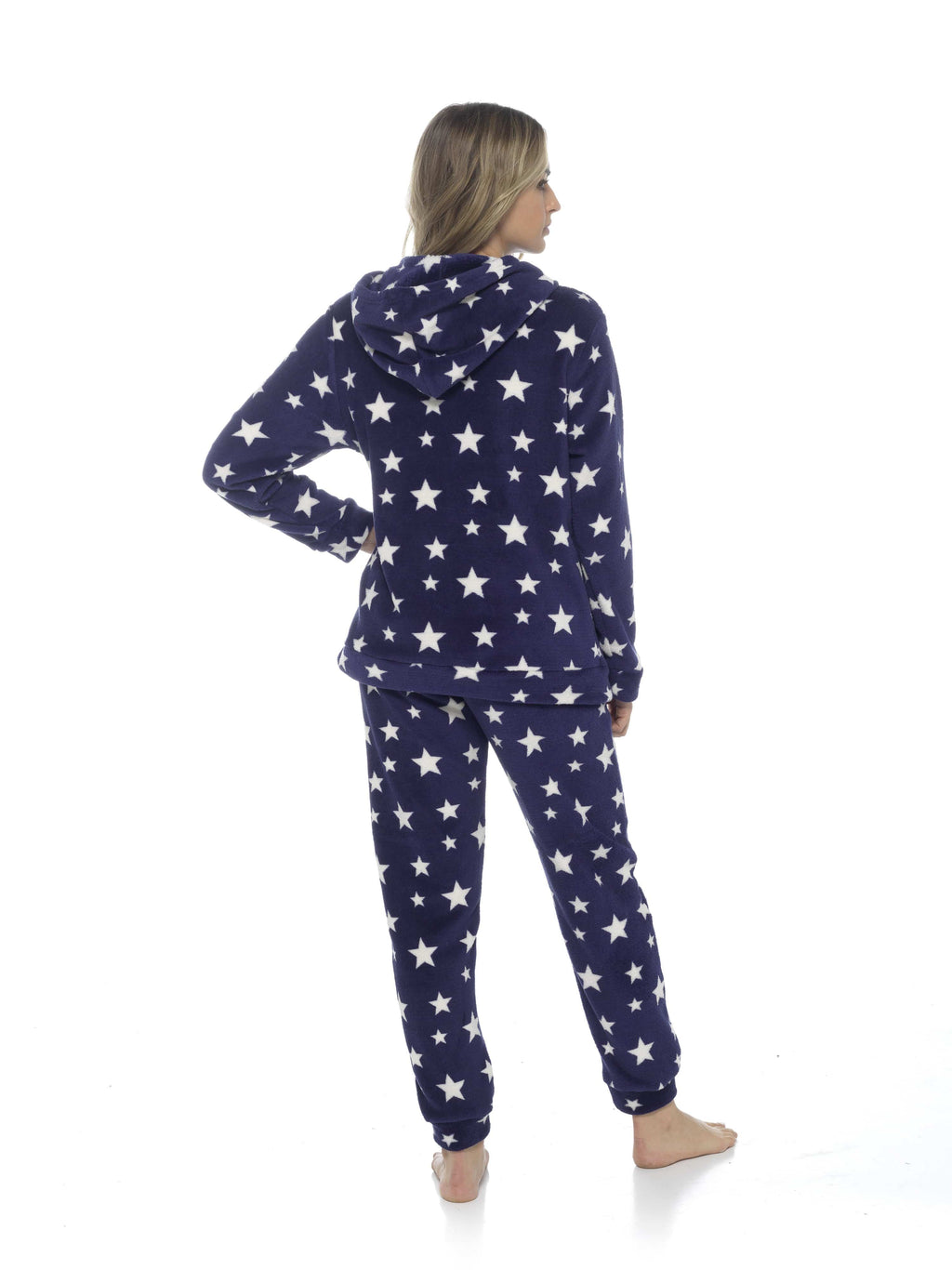 OLIVIA ROCCO Women's Stars Plush Fleece Hooded Pyjama Set – Soft Loungewear