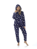 OLIVIA ROCCO Women's Stars Plush Fleece Hooded Pyjama Set – Soft Loungewear