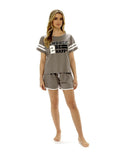 OLIVIA ROCCO Women's 100% Cotton Pyjama Set – Be Happy T-Shirt & Shorts