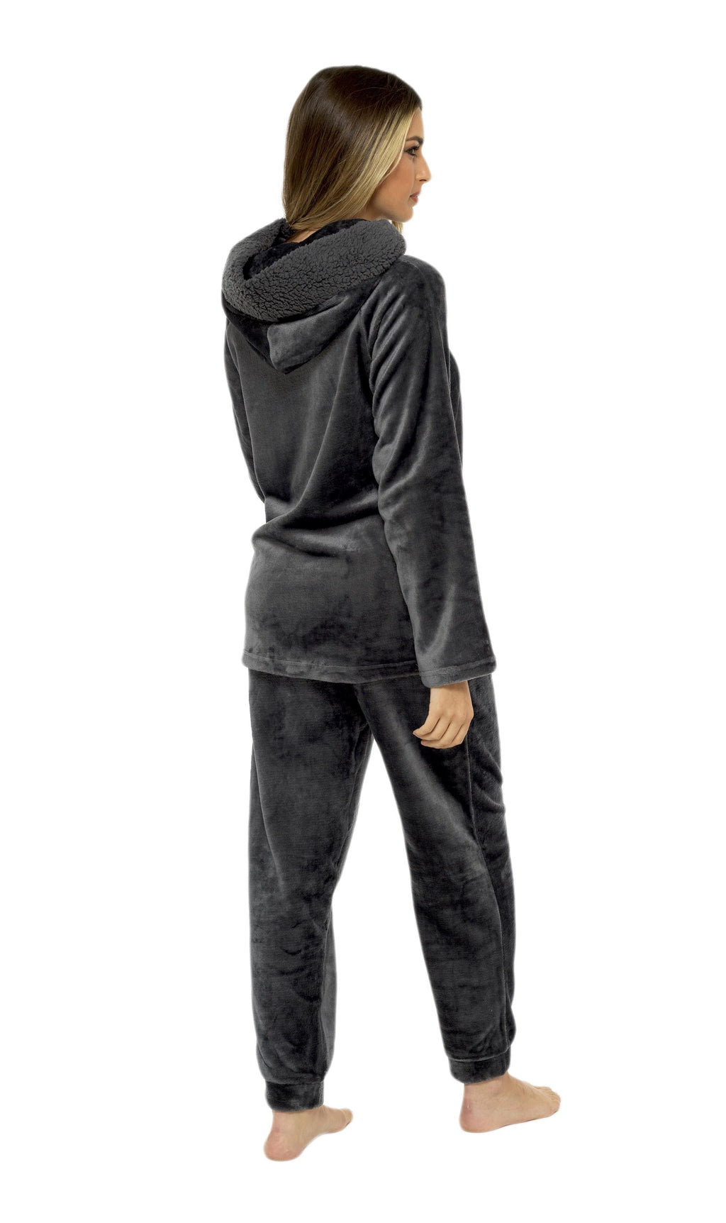 OLIVIA ROCCO Women's Fleece Pyjama Set – Sherpa Lined Hooded Loungewear