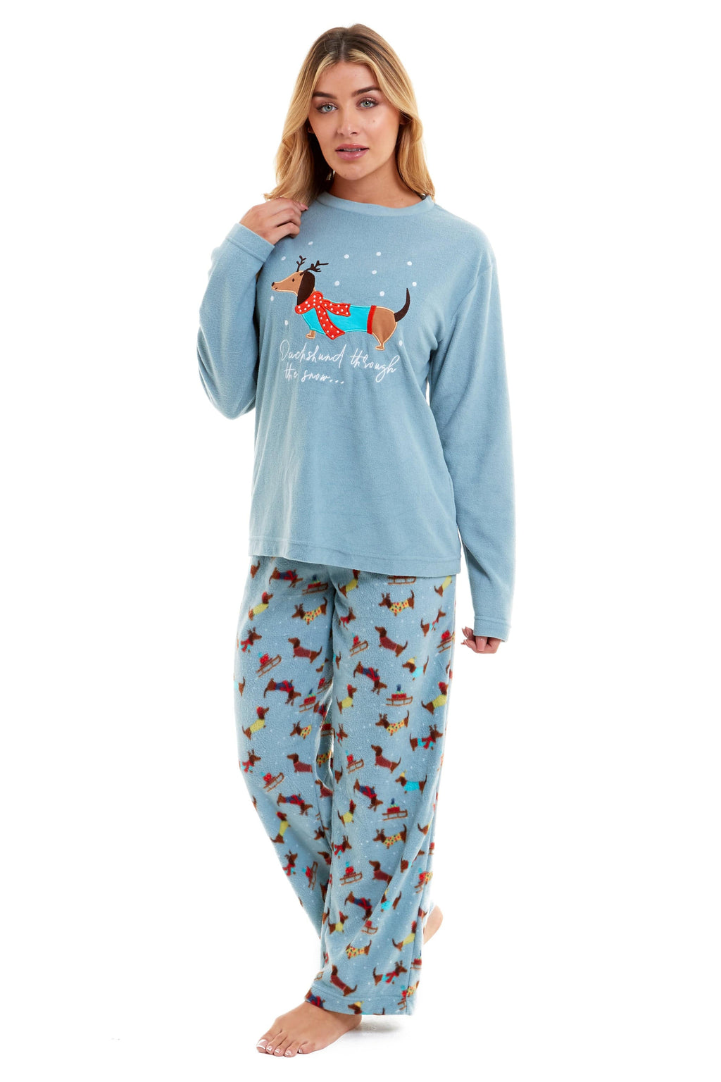 OLIVIA ROCCO Women's Dachshund Polar Fleece Pyjama Set – Cozy Loungewear
