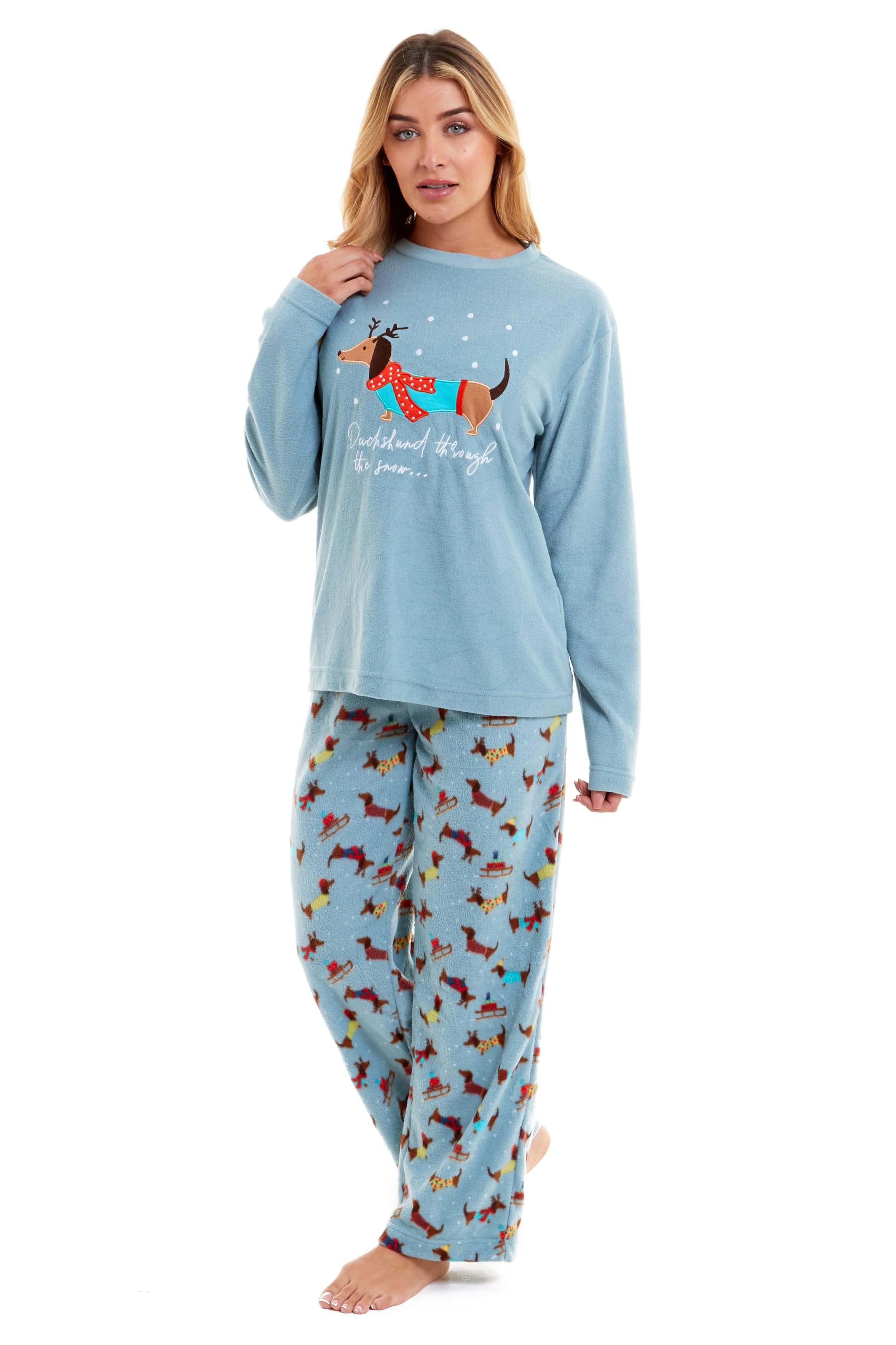 OLIVIA ROCCO Women's Dachshund Polar Fleece Pyjama Set – Cozy Loungewear