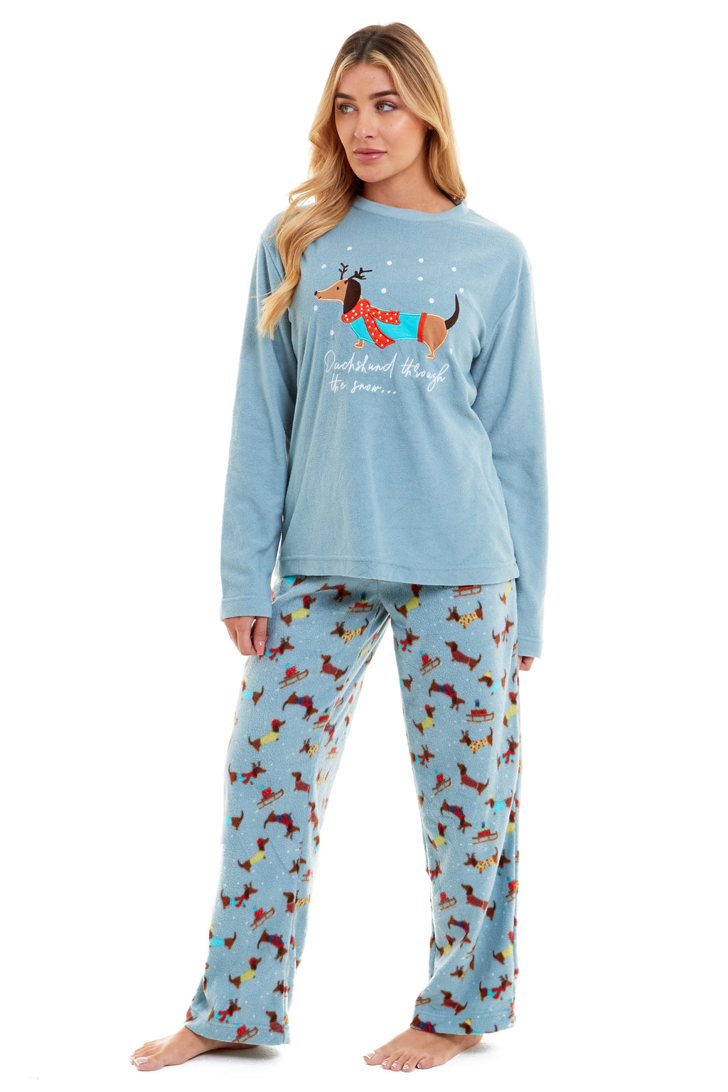 OLIVIA ROCCO Women's Dachshund Polar Fleece Pyjama Set – Cozy Loungewear