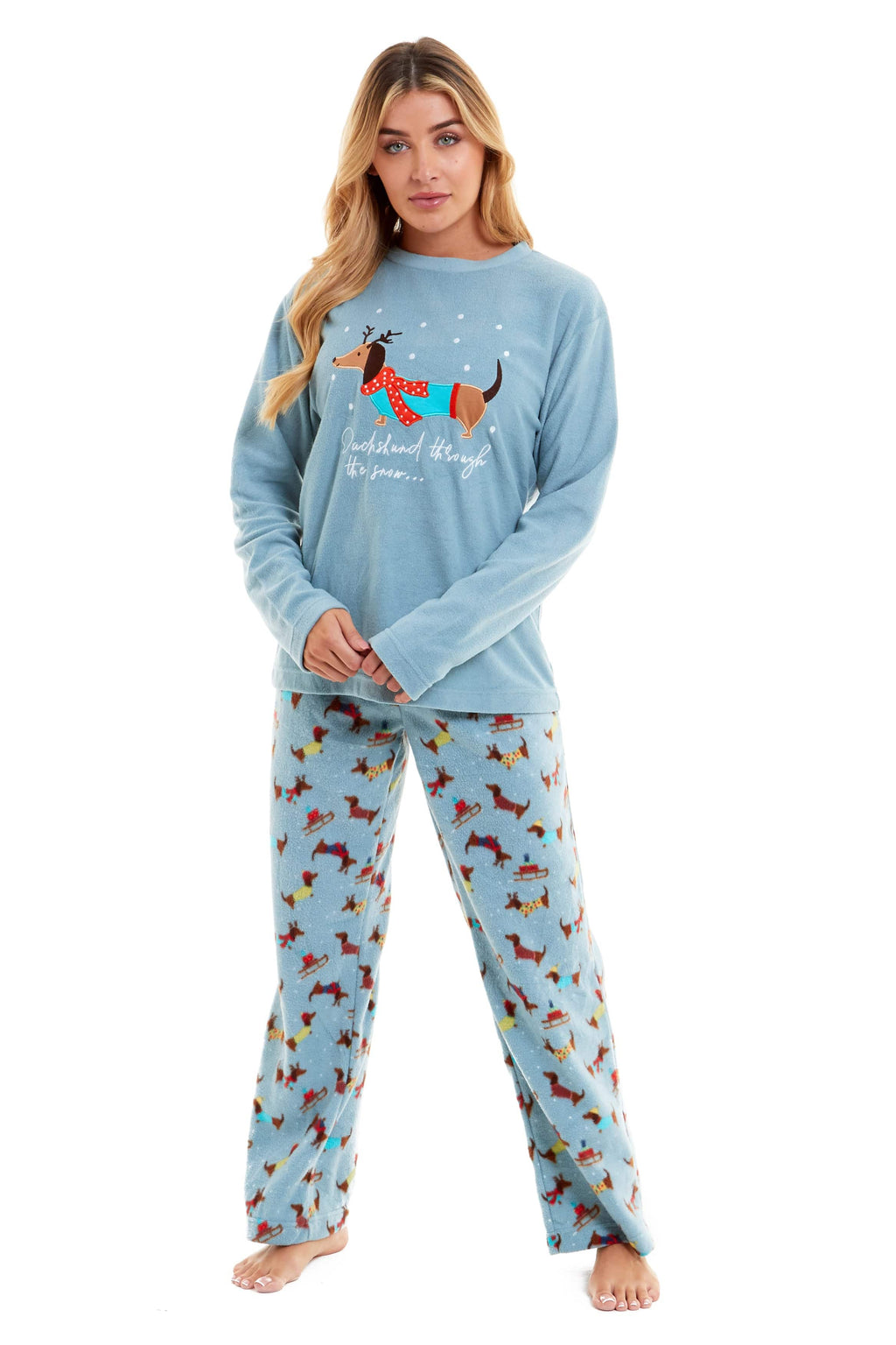 OLIVIA ROCCO Women's Dachshund Polar Fleece Pyjama Set – Cozy Loungewear