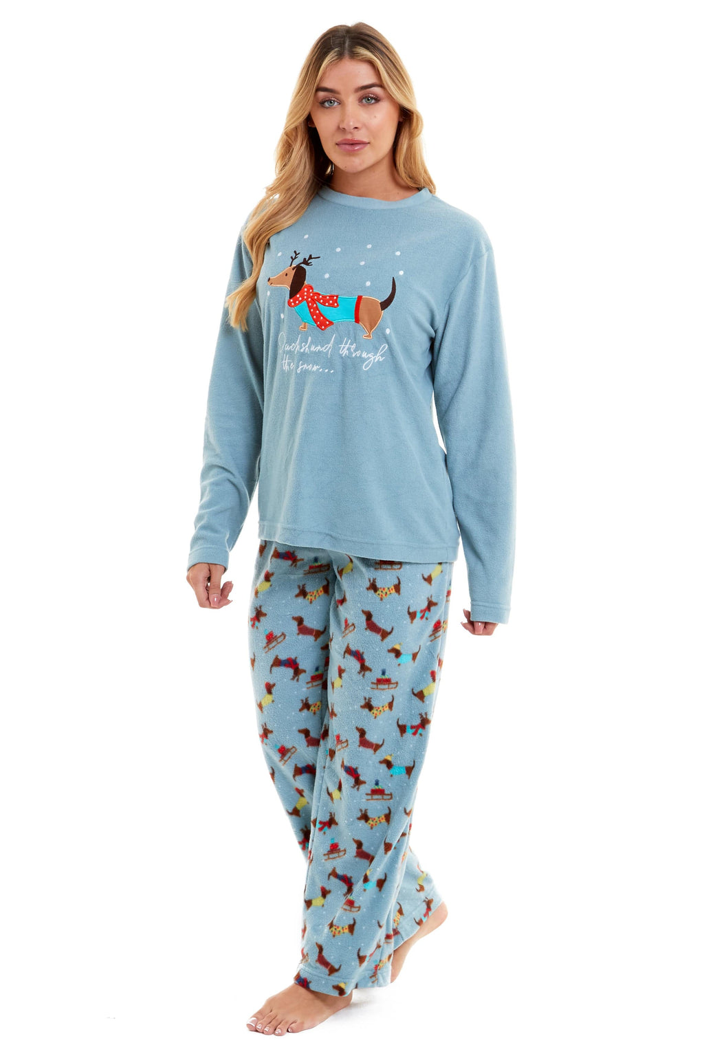 OLIVIA ROCCO Women's Dachshund Polar Fleece Pyjama Set – Cozy Loungewear