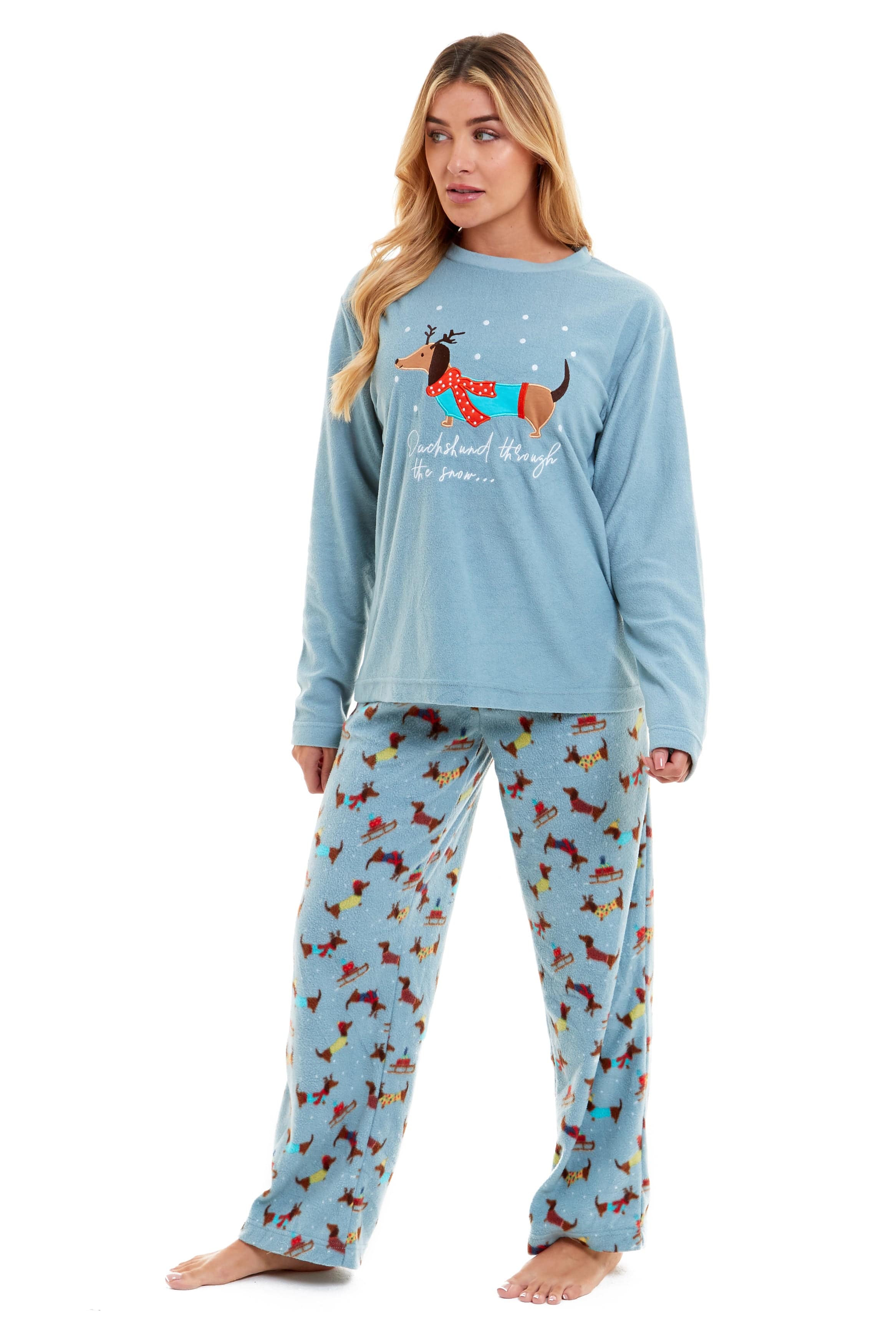 OLIVIA ROCCO Women's Dachshund Polar Fleece Pyjama Set – Cozy Loungewear