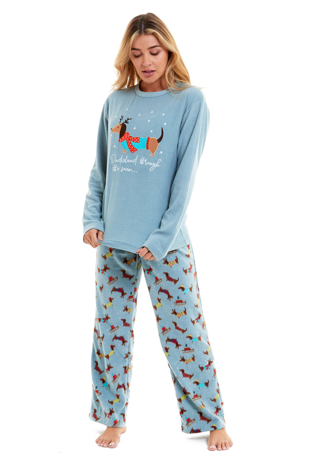 OLIVIA ROCCO Women's Dachshund Polar Fleece Pyjama Set – Cozy Loungewear