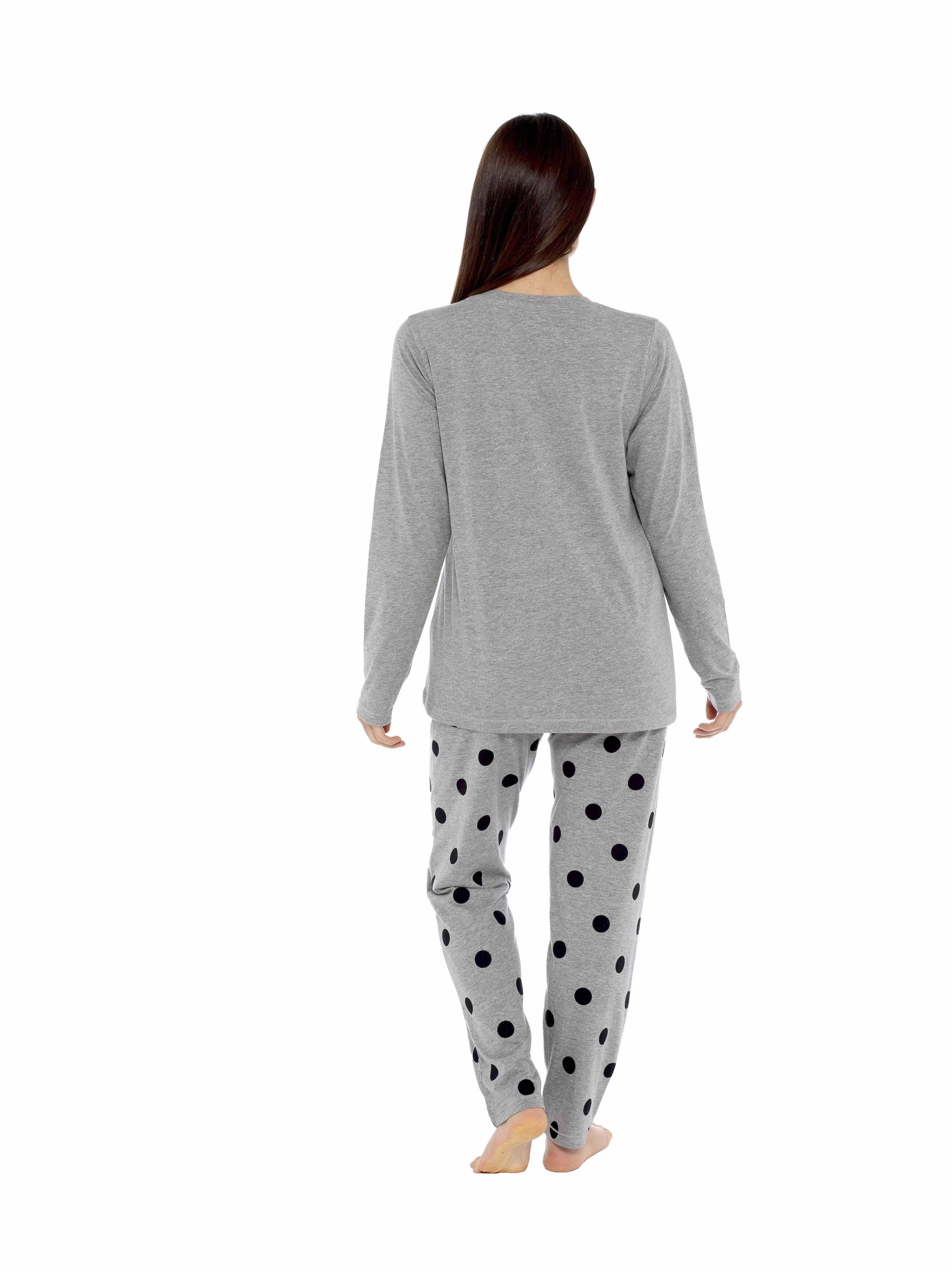 OLIVIA ROCCO Women's Cotton Pyjama Set – Grey Polka Dot Frenchie Pugs