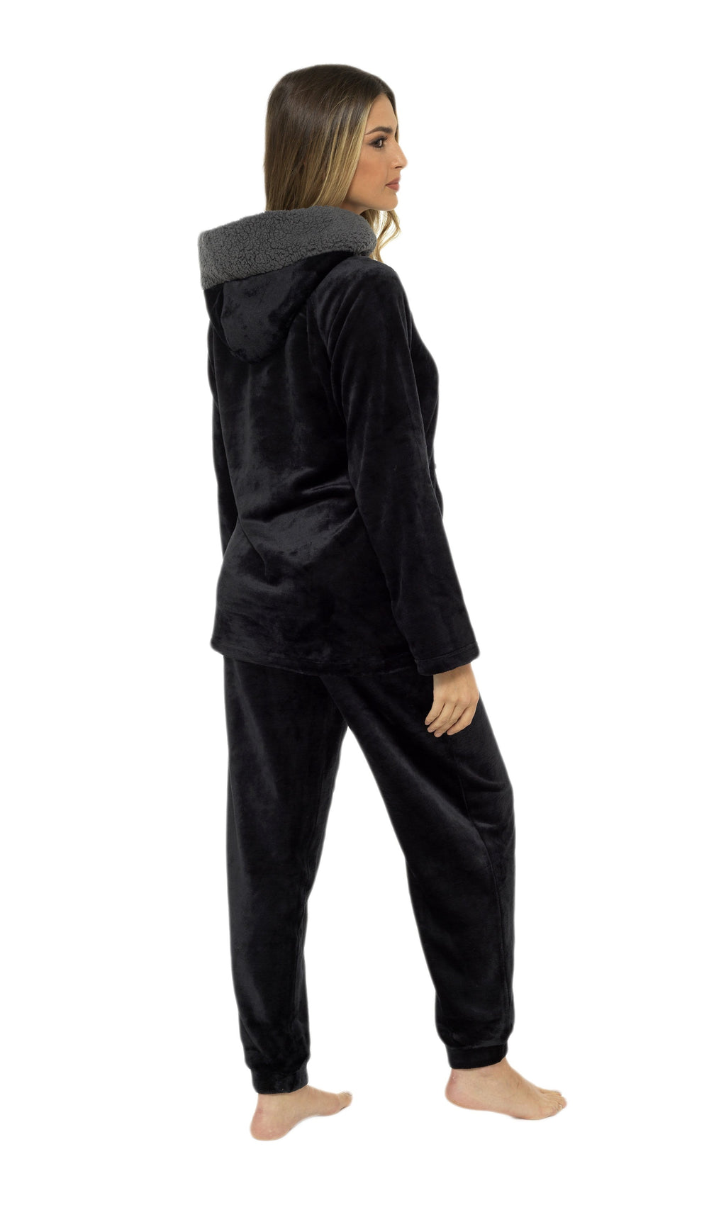 OLIVIA ROCCO Women's Plush Fleece Hooded Pyjama Set | Sherpa Lined