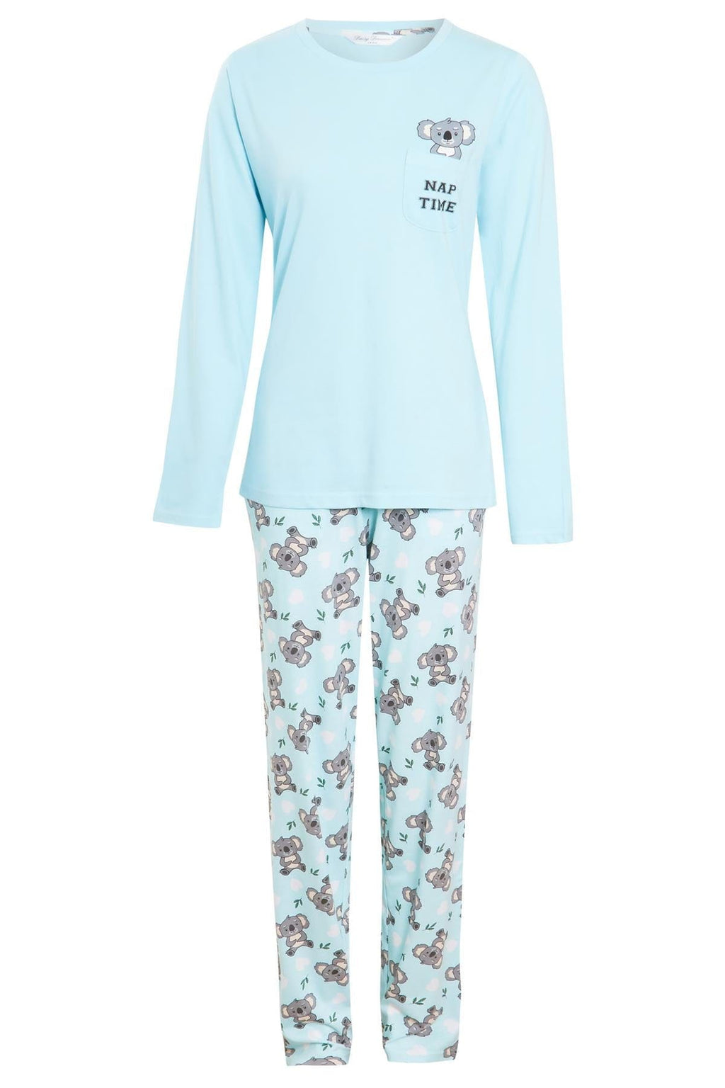 OLIVIA ROCCO Women's Koala Bear Pyjama Set – 100% Cotton Nightwear