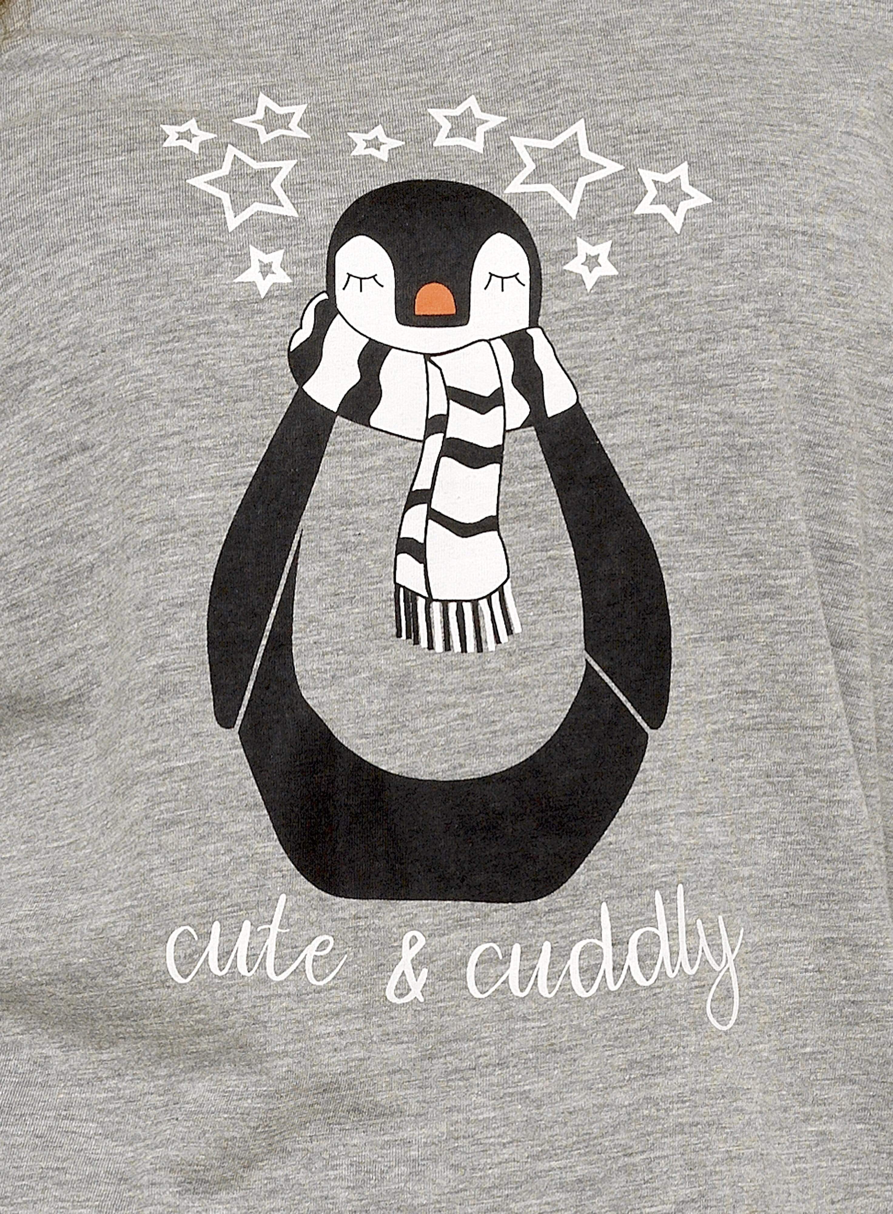 OLIVIA ROCCO Women's Cotton Pyjama Set – Grey Penguin Stars Nightwear