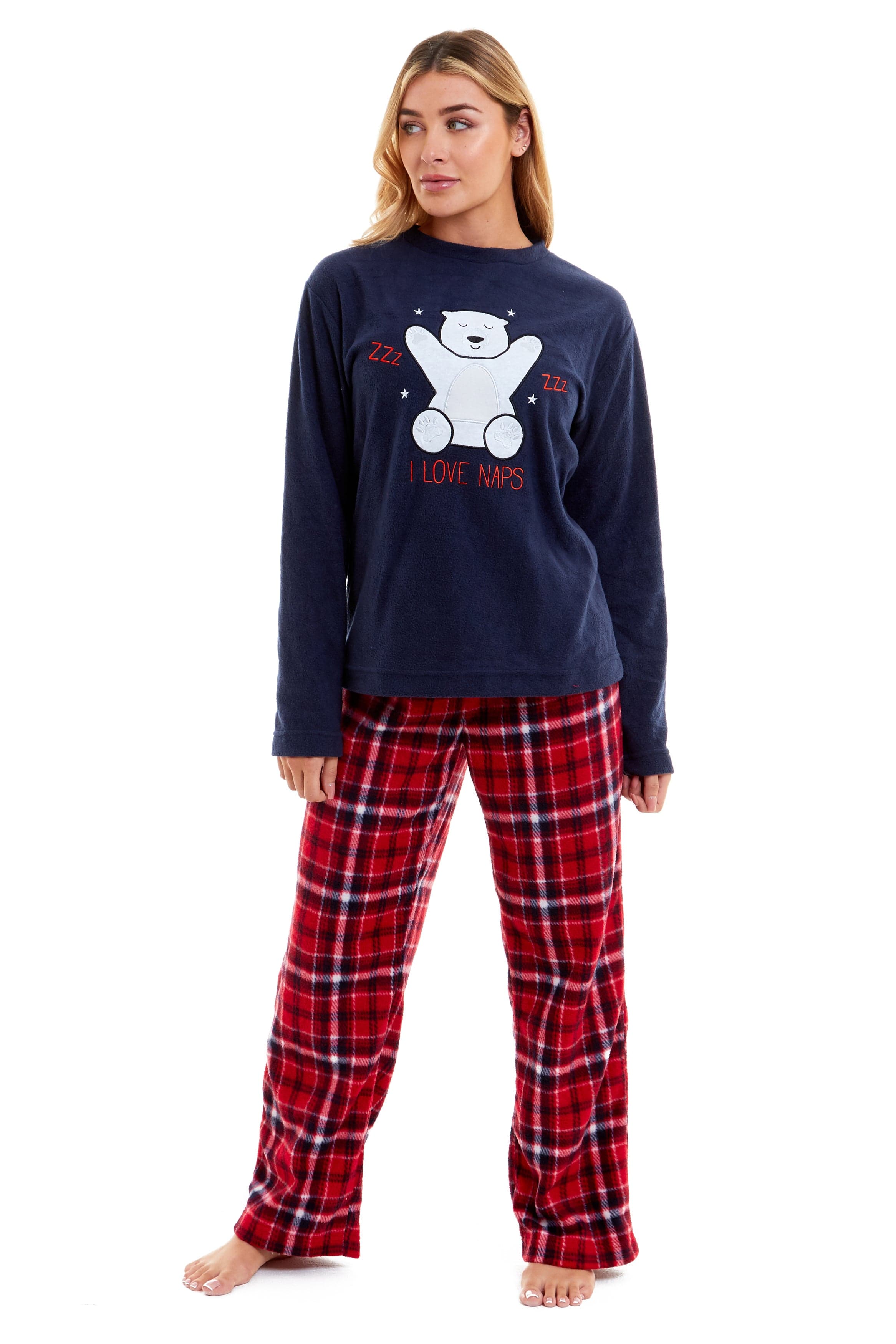 OLIVIA ROCCO Women's Polar Bear Fleece Pyjama Set | Cozy Winter Nightwear