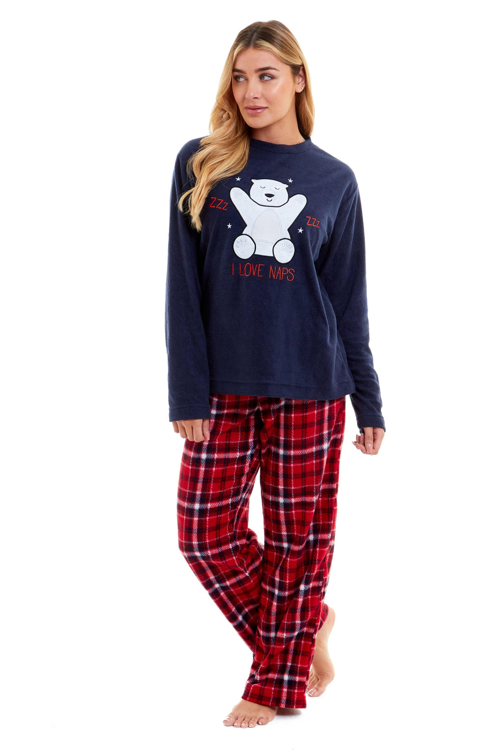 OLIVIA ROCCO Women's Polar Bear Fleece Pyjama Set | Cozy Winter Nightwear