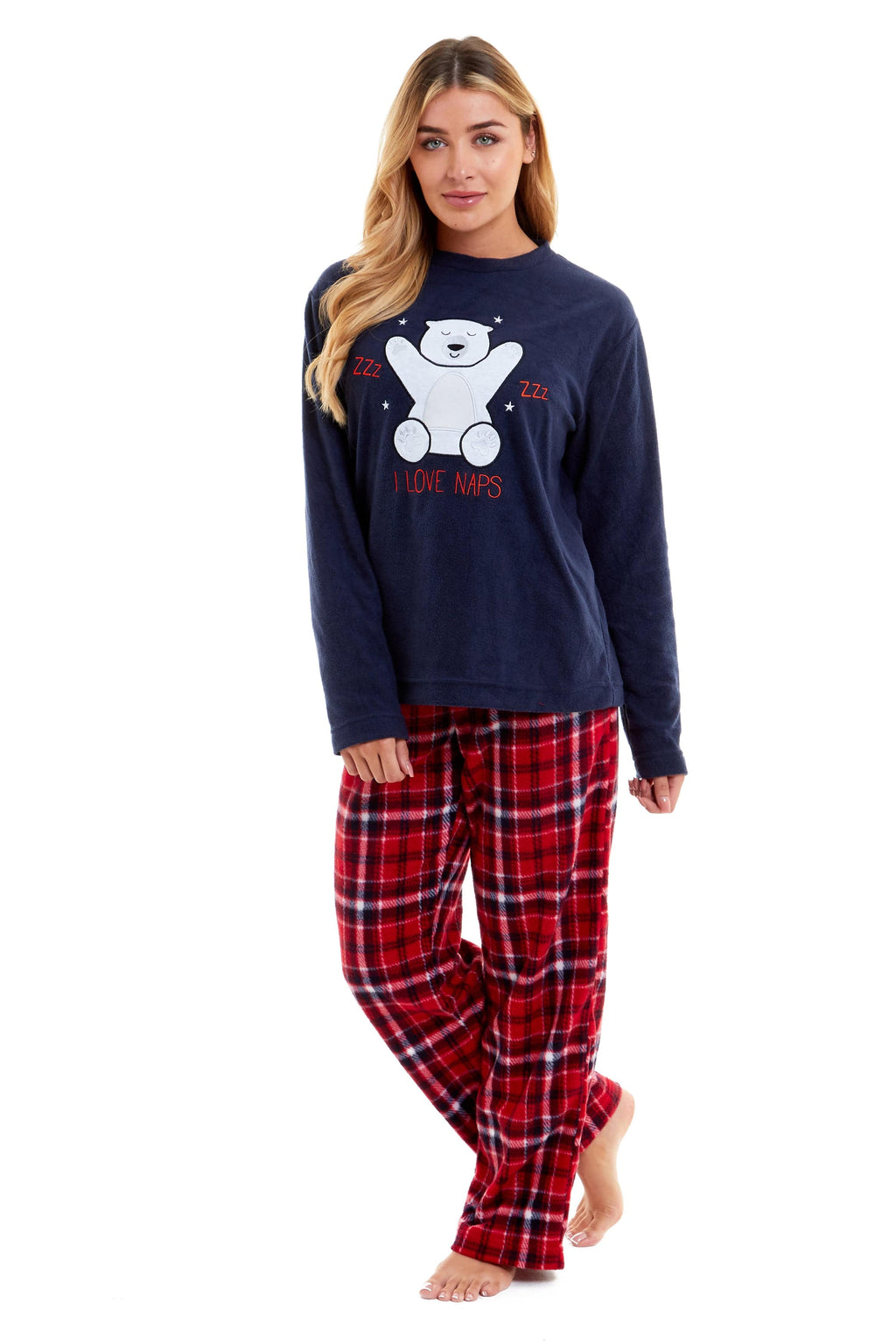 OLIVIA ROCCO Women's Polar Bear Fleece Pyjama Set | Cozy Winter Nightwear