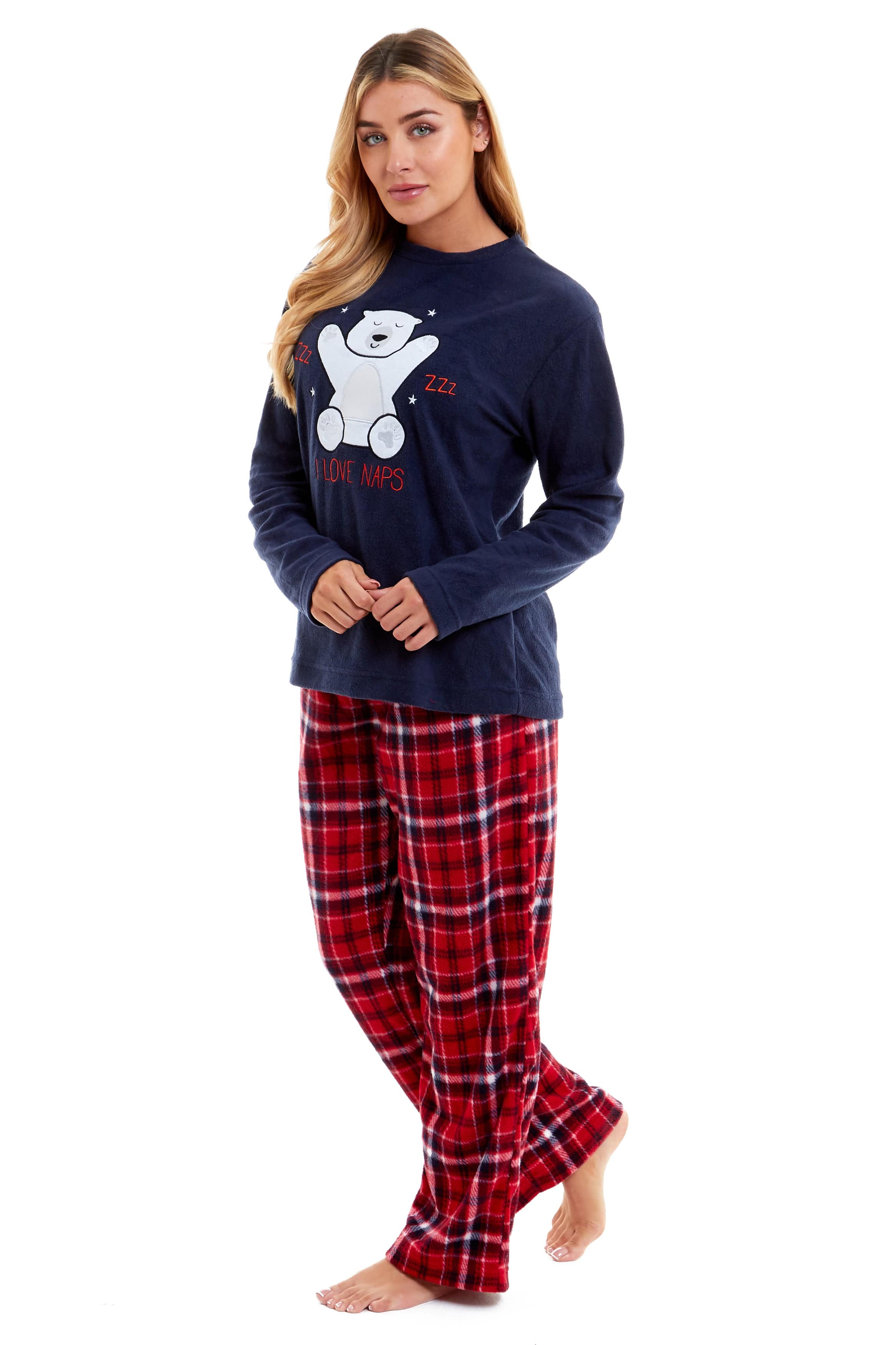 OLIVIA ROCCO Women's Polar Bear Fleece Pyjama Set | Cozy Winter Nightwear