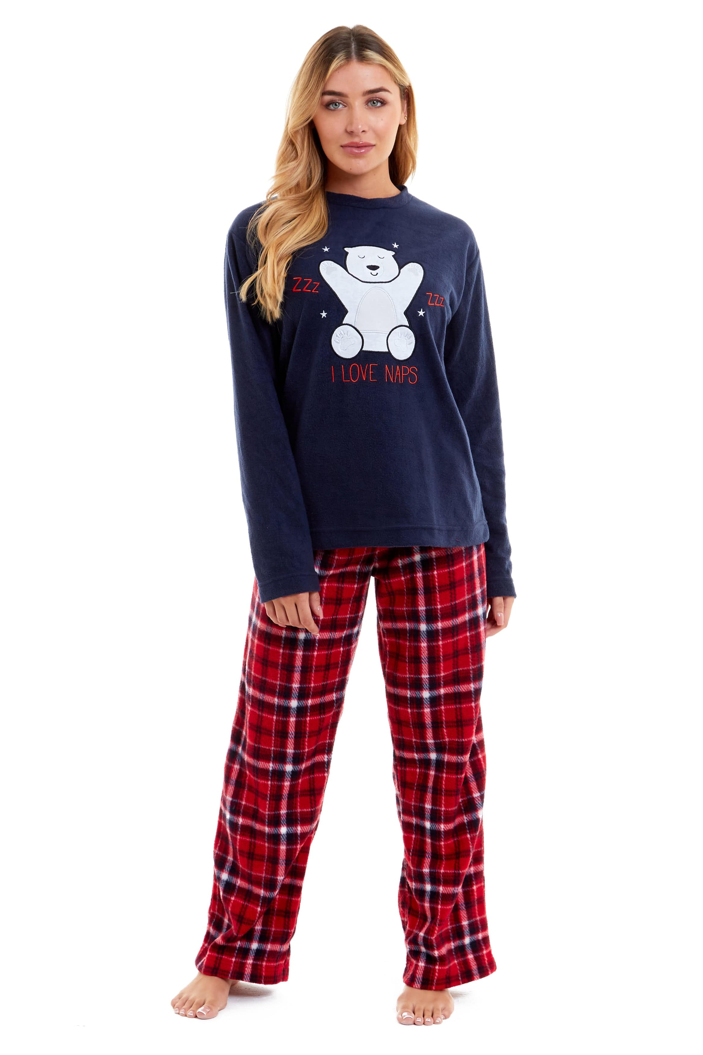 OLIVIA ROCCO Women's Polar Bear Fleece Pyjama Set | Cozy Winter Nightwear