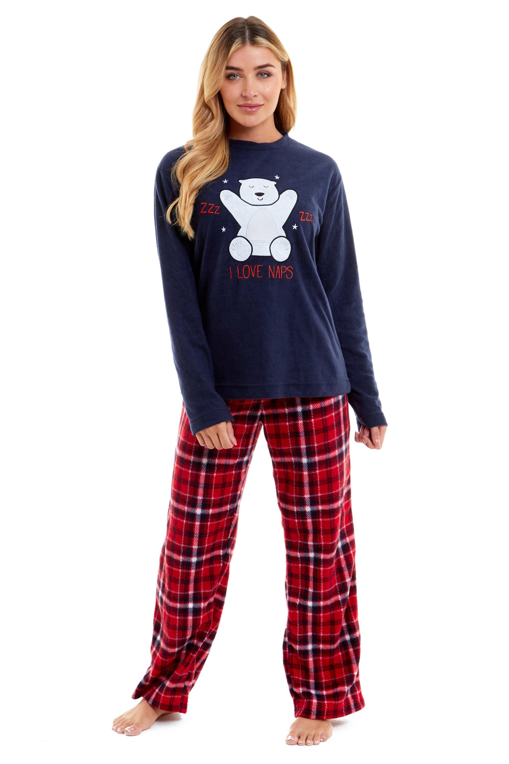 OLIVIA ROCCO Women's Polar Bear Fleece Pyjama Set | Cozy Winter Nightwear