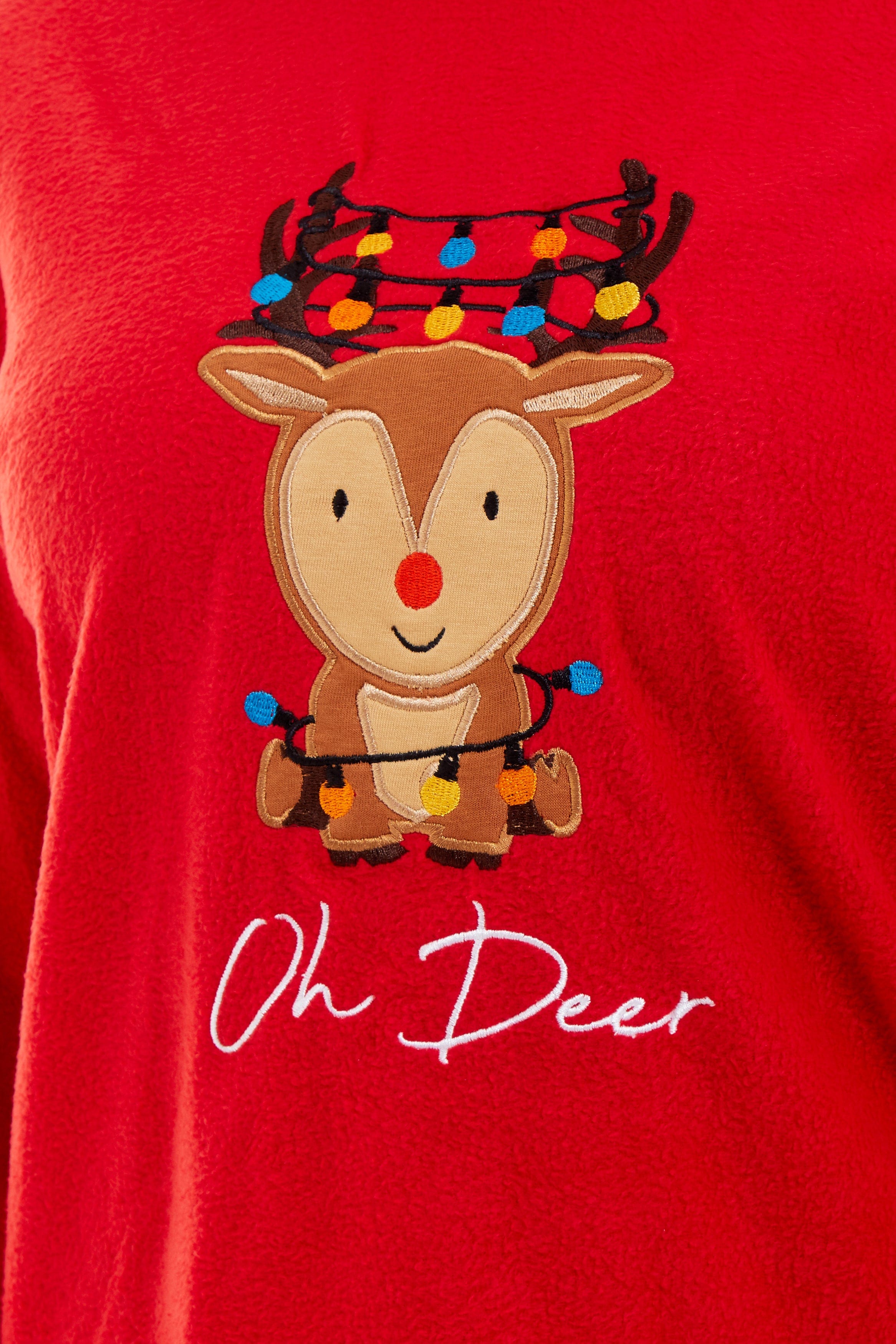 OLIVIA ROCCO Women's Polar Fleece Pyjama Set | Reindeer Winter Loungewear