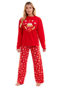 OLIVIA ROCCO Women's Polar Fleece Pyjama Set – Festive Robin Nightwear