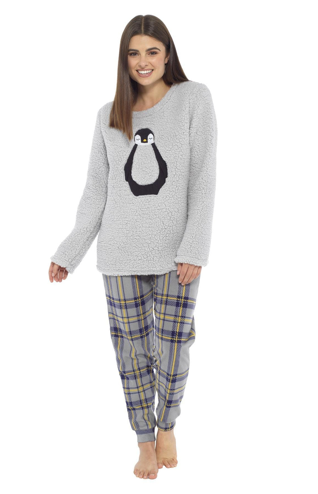 OLIVIA ROCCO Women's Teddy Fleece Penguin Pyjama Set – Cosy Nightwear