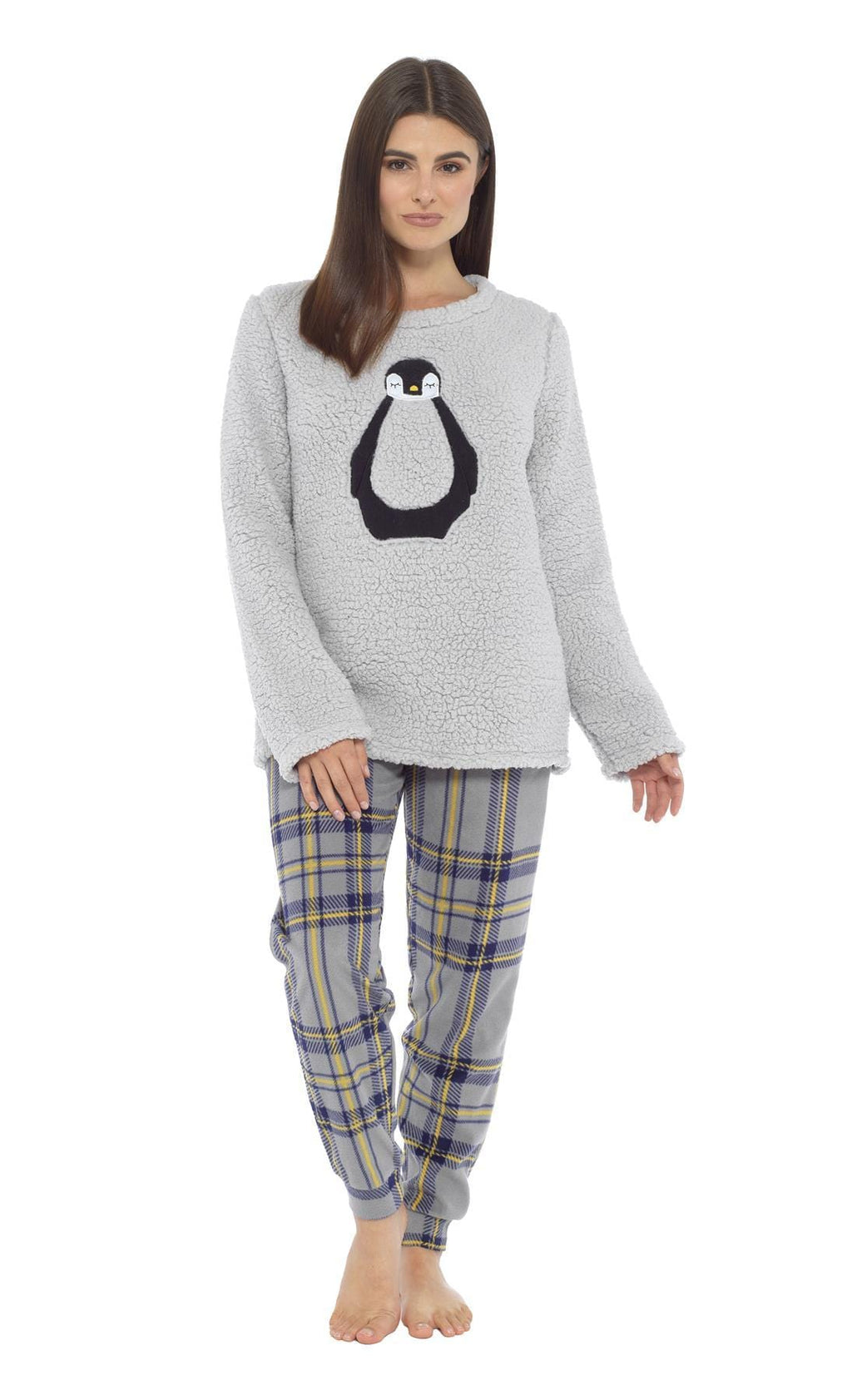 OLIVIA ROCCO Women's Teddy Fleece Penguin Pyjama Set – Cosy Nightwear