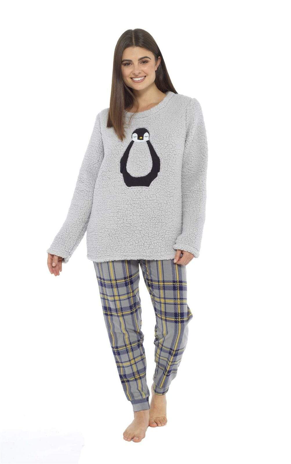 OLIVIA ROCCO Women's Teddy Fleece Penguin Pyjama Set – Cosy Nightwear