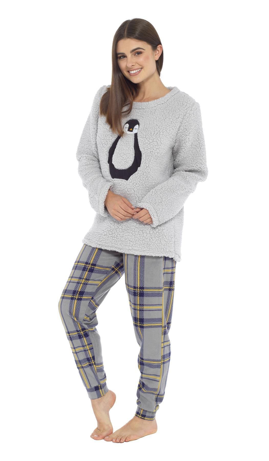 OLIVIA ROCCO Women's Teddy Fleece Penguin Pyjama Set – Cosy Nightwear
