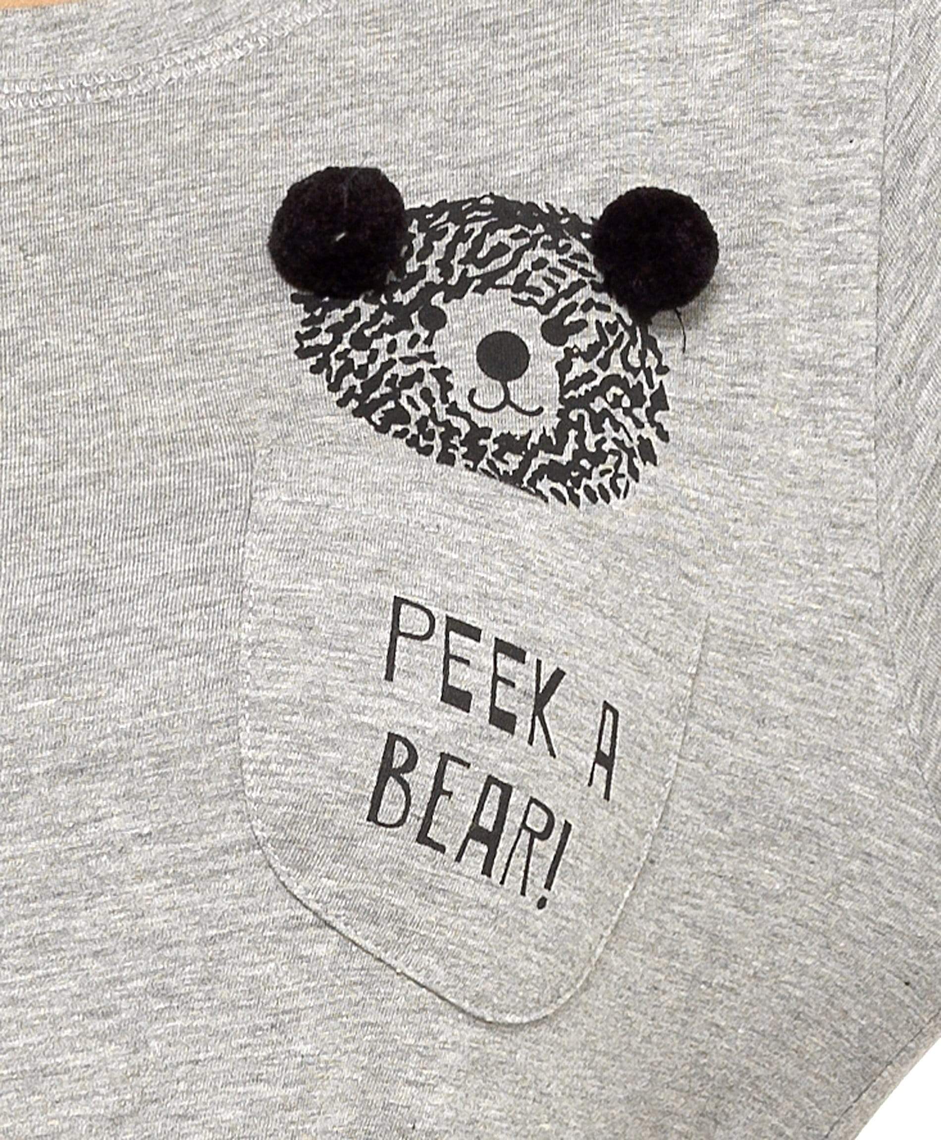 OLIVIA ROCCO Women's Cotton Pyjama Set – Grey Teddy Bear Nightwear