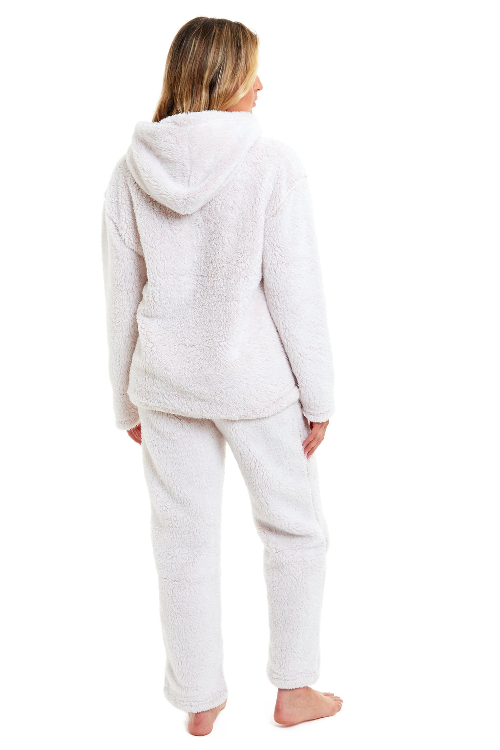 OLIVIA ROCCO Women's Pink Plush Fleece Hooded Pyjama Set | Soft Loungewear