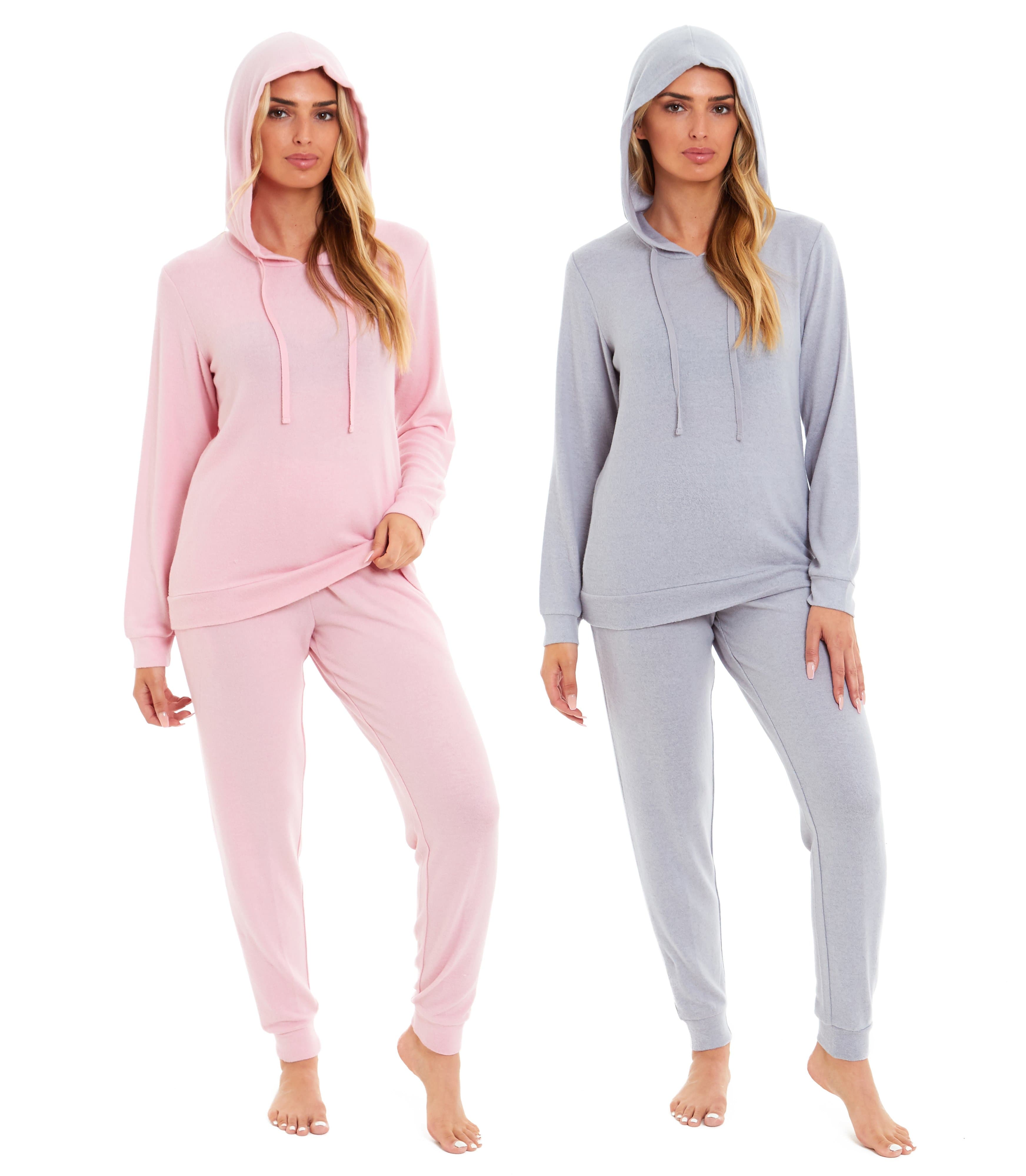 OLIVIA ROCCO Women's Hooded Pyjama Set – Soft Brushed Loungewear UK 8-22