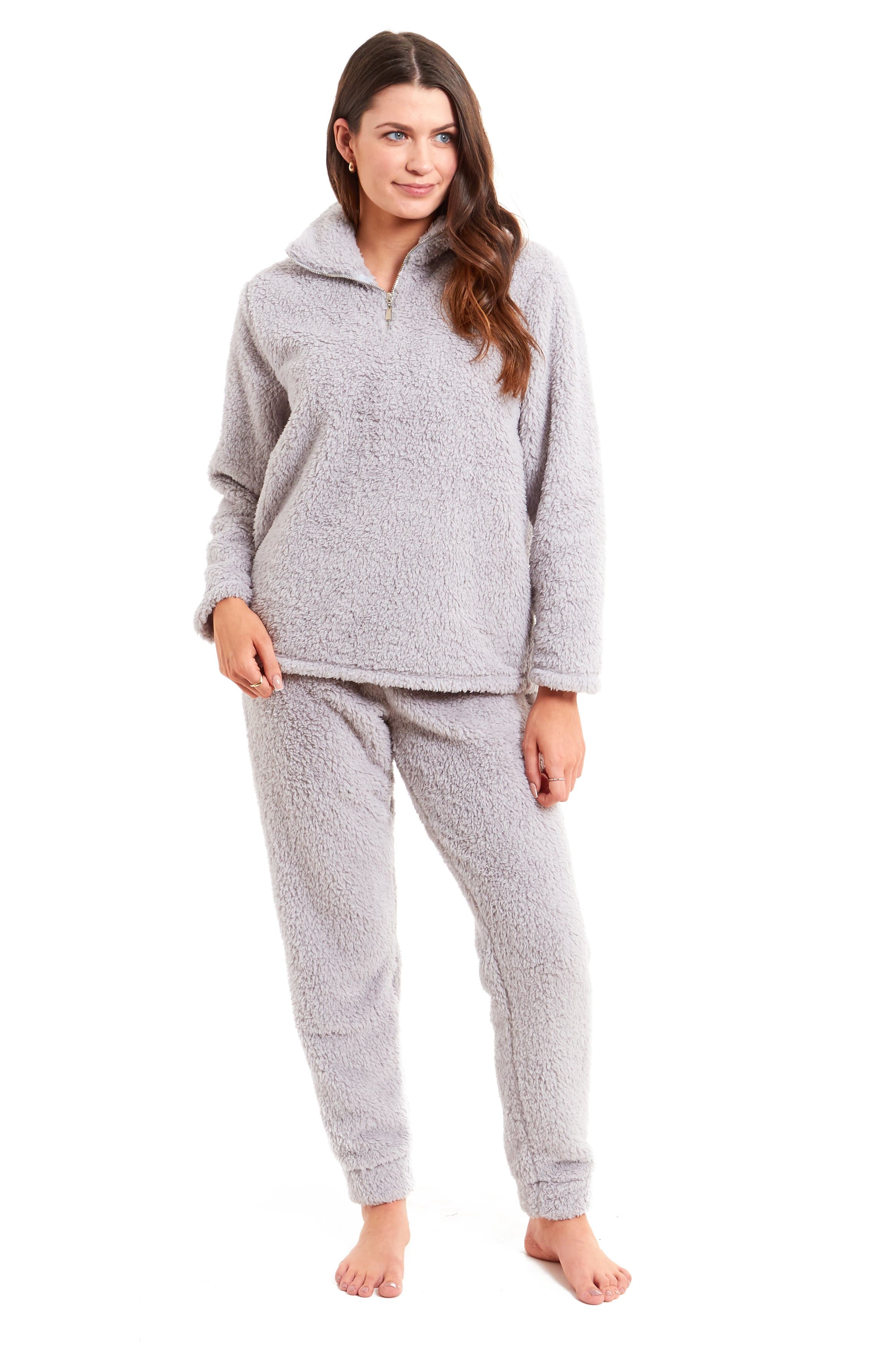 OLIVIA ROCCO Women's Teddy Fleece Lounge Set – Zip Up Fluffy Pyjamas