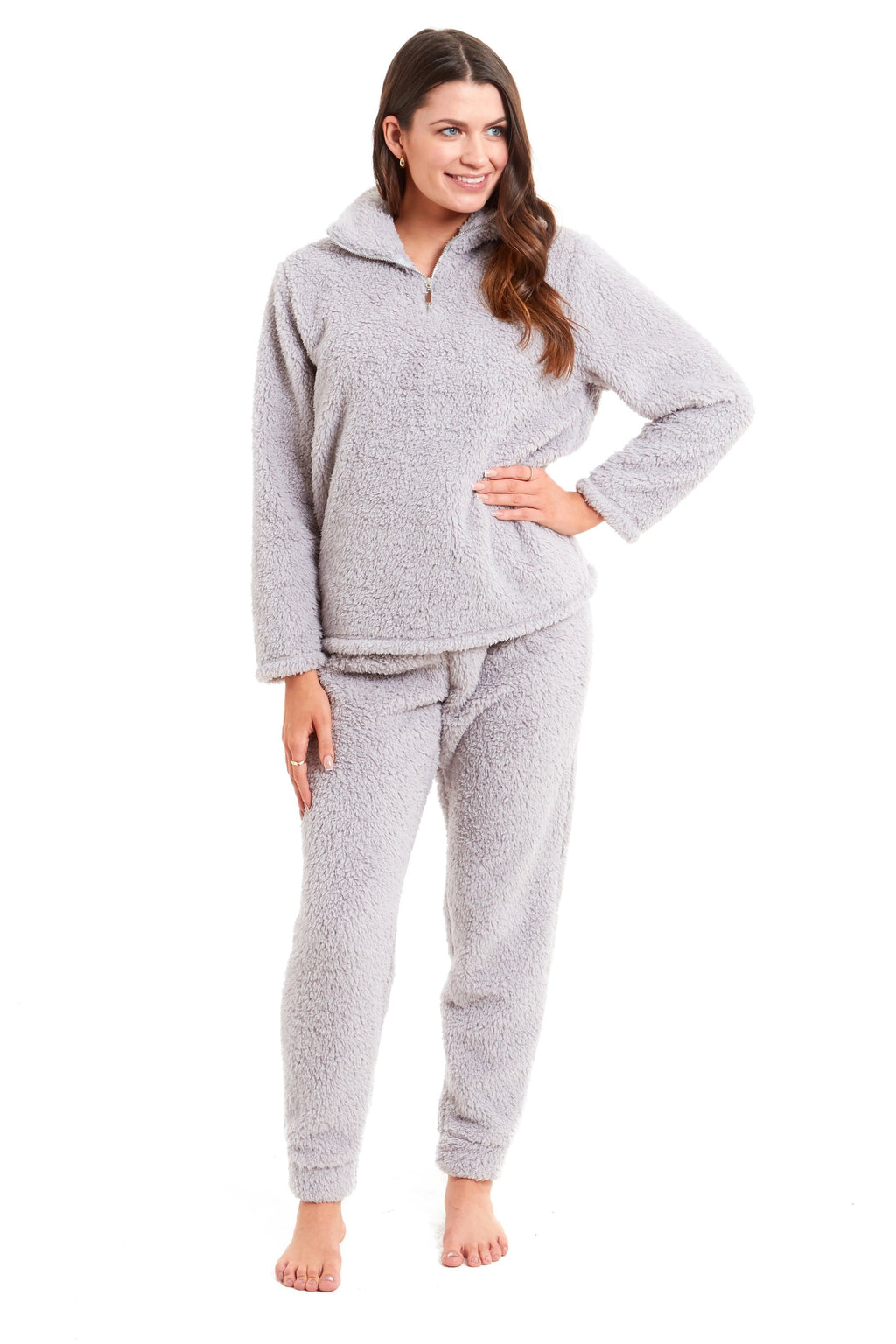 OLIVIA ROCCO Women's Teddy Fleece Lounge Set – Zip Up Fluffy Pyjamas