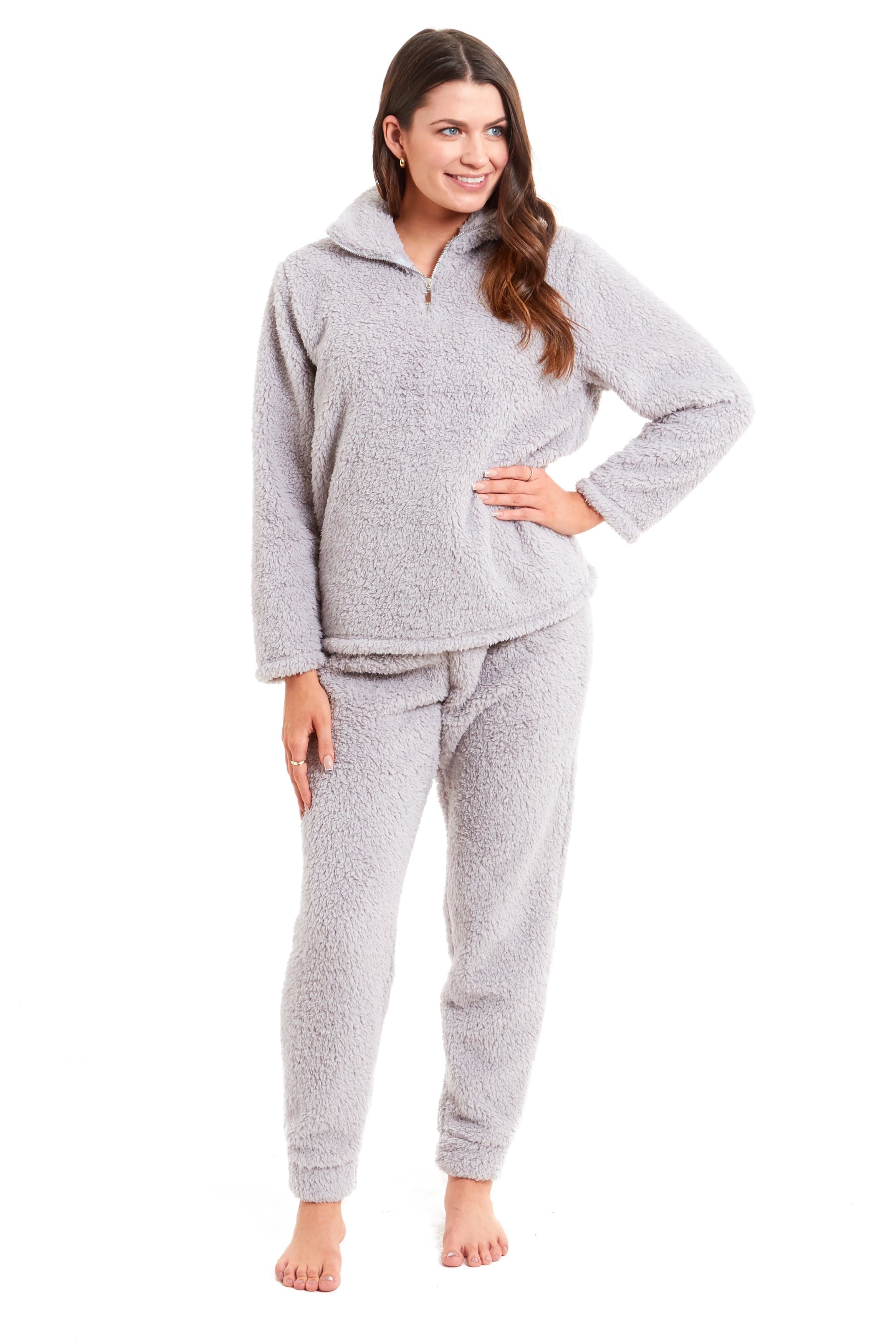 OLIVIA ROCCO Women's Teddy Fleece Lounge Set – Zip Up Fluffy Pyjamas
