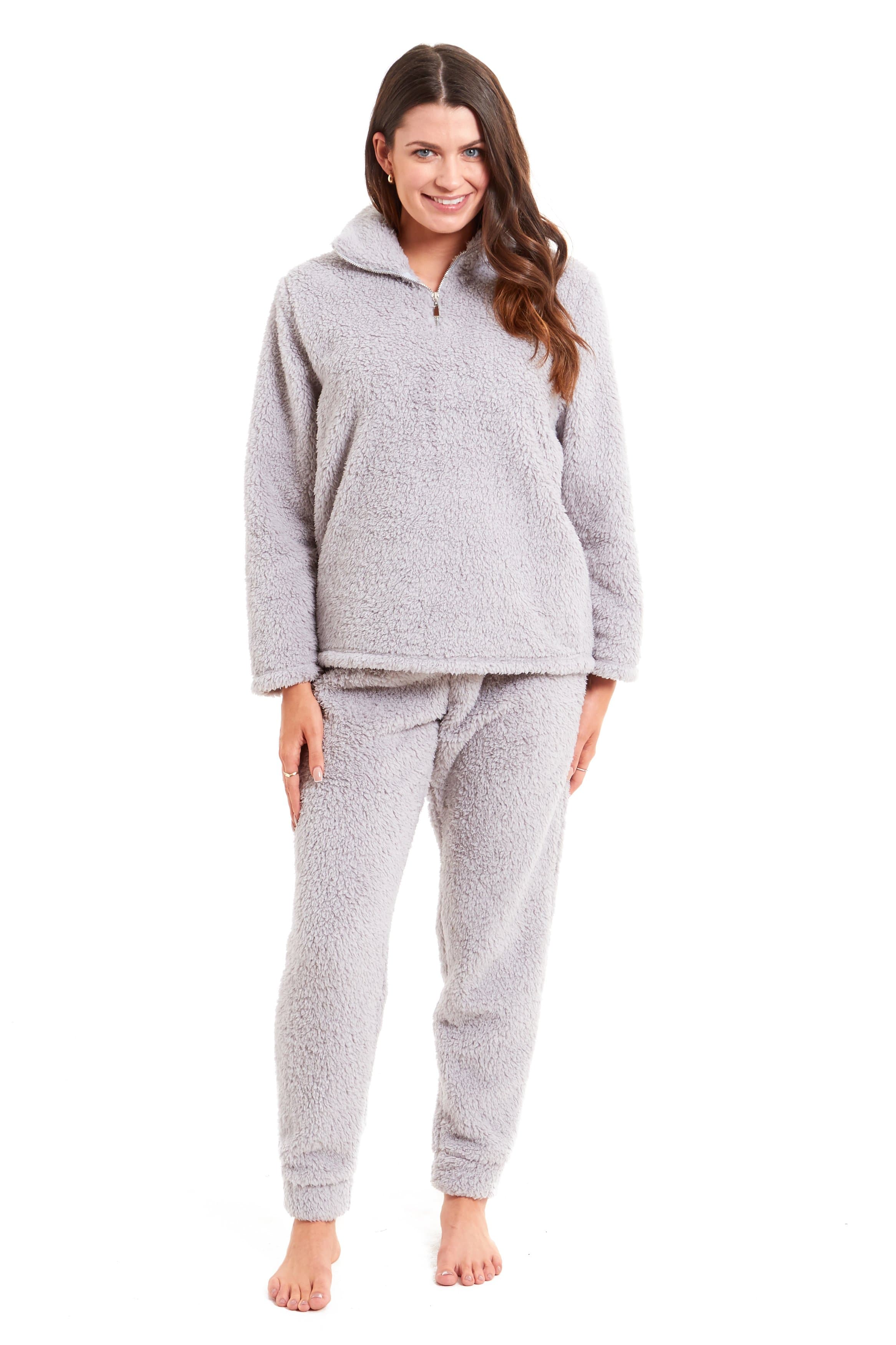 OLIVIA ROCCO Women's Teddy Fleece Lounge Set – Zip Up Fluffy Pyjamas
