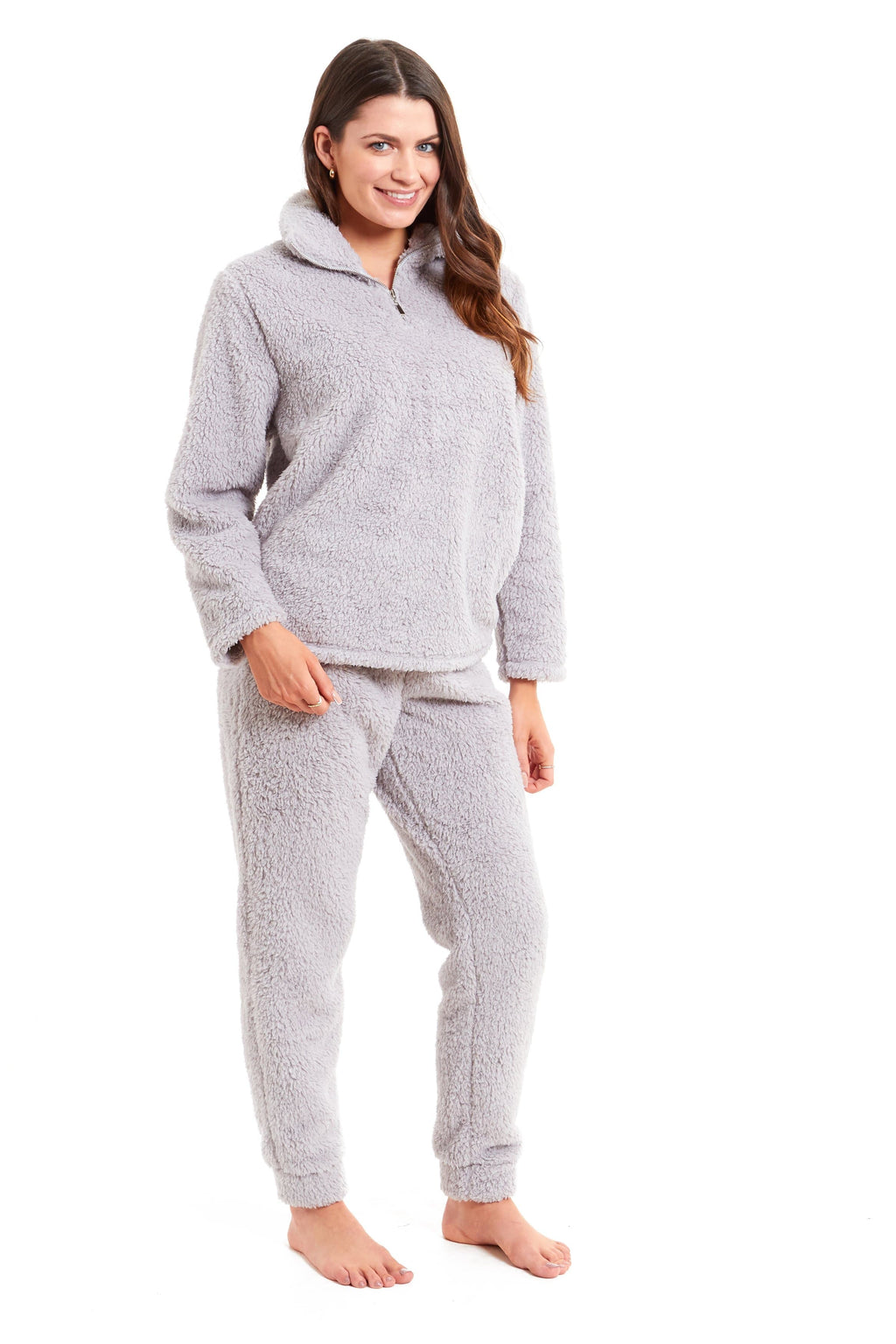 OLIVIA ROCCO Women's Teddy Fleece Lounge Set – Zip Up Fluffy Pyjamas